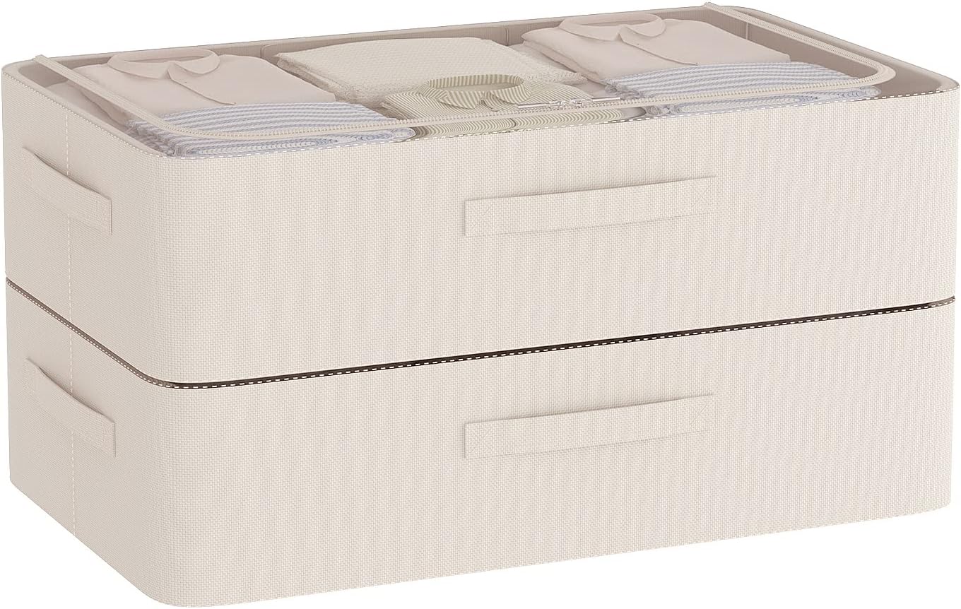 CYhom Under Bed Storage Bins Frame Storage Box Oxford Fabric Sturdy Underbed Container Foldable Stackable Large Capacity Clothes Organizer