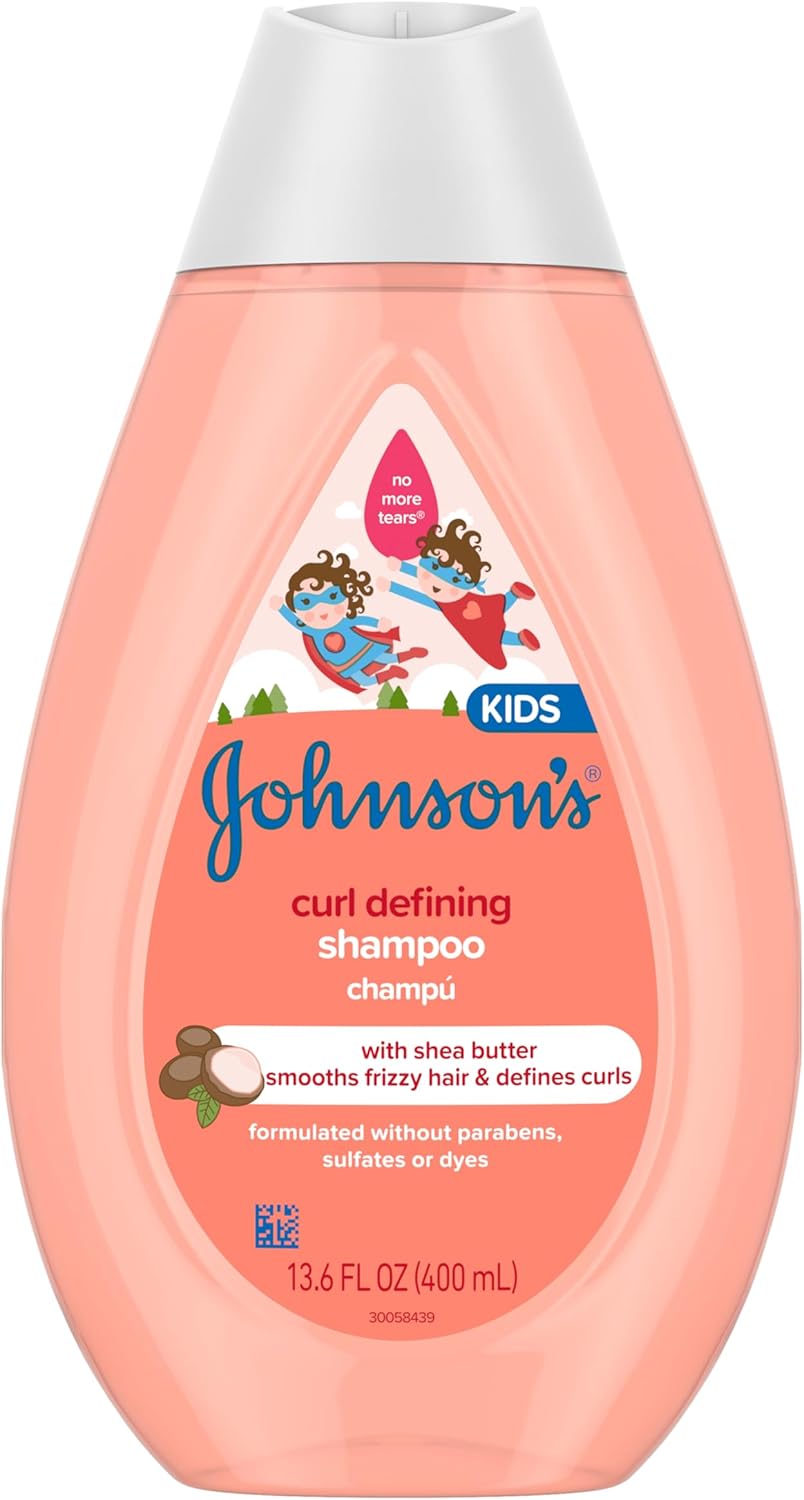 Johnson’s Kids’ Curl Defining Shampoo with Shea Butter, Cleanses, Smooths Frizz, & Defines Waves & Curls for 24 Hours, 13.6 fl. oz