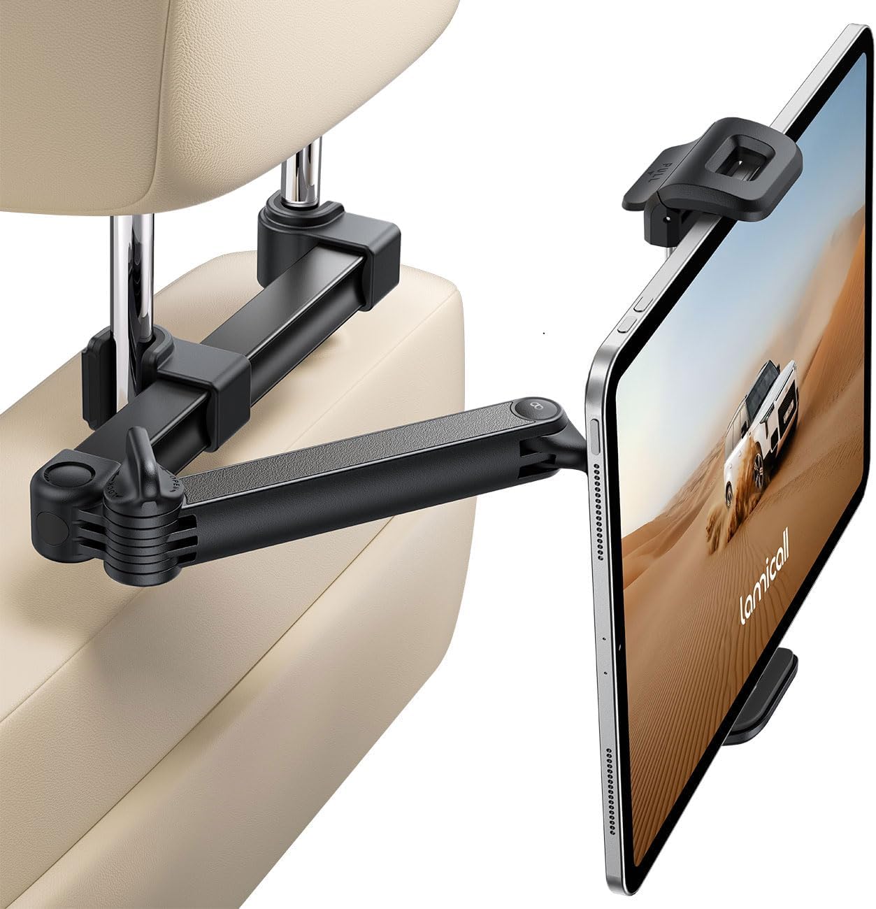 Lamicall Car Headrest Tablet Holder – [Foldable Clip] [Lockable] Tablet Mount for Car Backseat, Car Accessories for Kids, for iPad Pro, Air, Mini, Galaxy Tab, Fire HD, 5.4-13″ Tablets