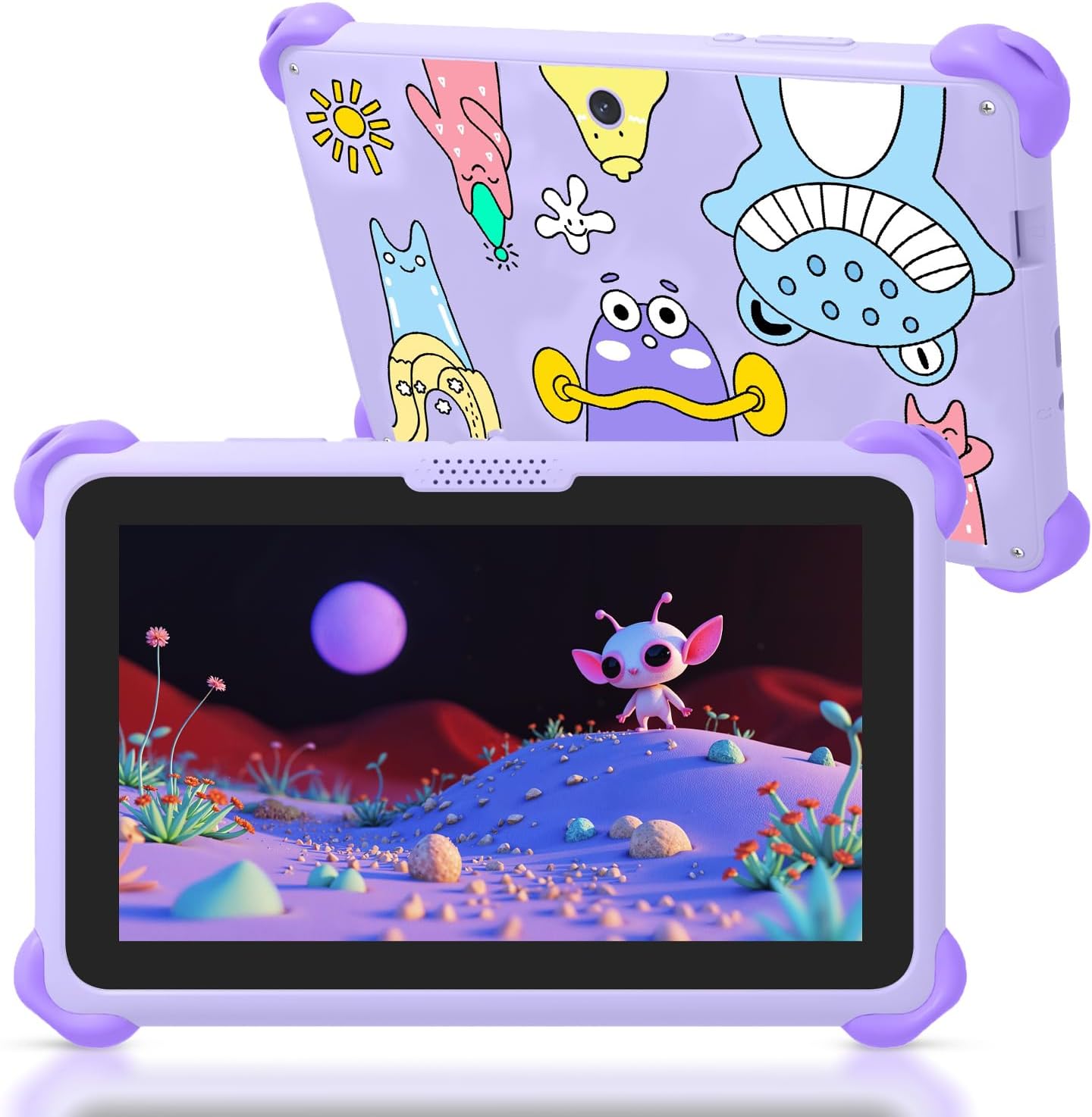 Kids Tablet 7 inch Tablets for Kids 32GB Toddler Tablet with Protective Case Child Learning Tablets with WiFi, Parental Control, GMS, Preinstalled Educational Contents for Girls Boys (Purple)