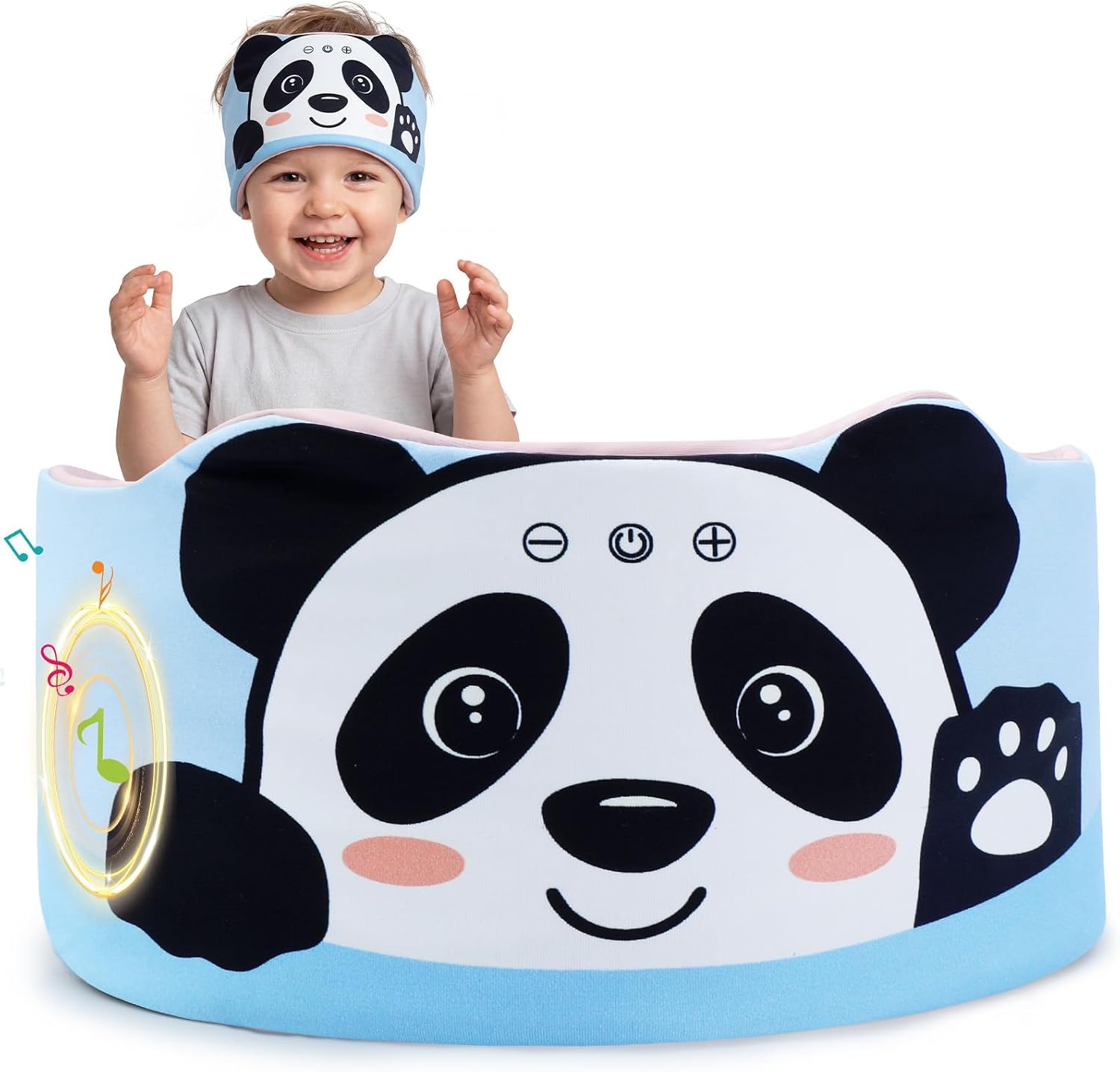 Toddler Headband Headphones Wireless, Kids Bluetooth Earphones for iPad, Safe Volume – Wired School Headphones with 3.5 MM Jack, Sleep Mask for Kids, Travel Accessories Gift for Boys & Girls (Panda)