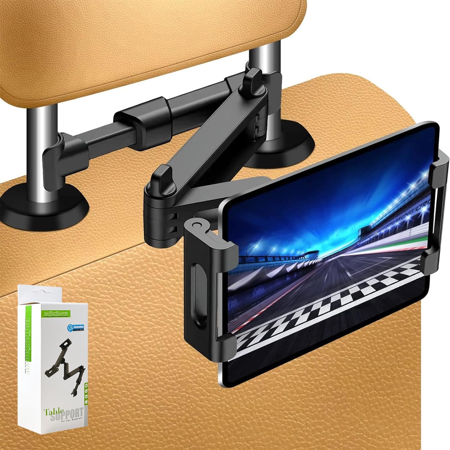 najiaxiaowu Tablet Holder for Car,ipad Headrest Mount for 5.5-18.4 Inch ipad/Phones Car Tablet Holder with 360°Rotating Adjustable Trip Essentials,Black