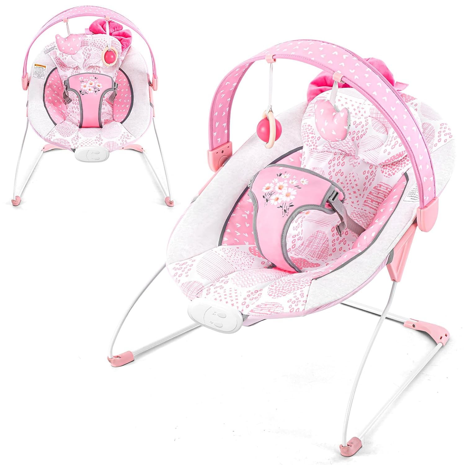 Baby Bouncer, Portable Infant Bouncer, Adjustable and Foldable, Baby Bouncer Seat for Baby 0-6 Months 6-20 lbs Indoor & Outdoor Use