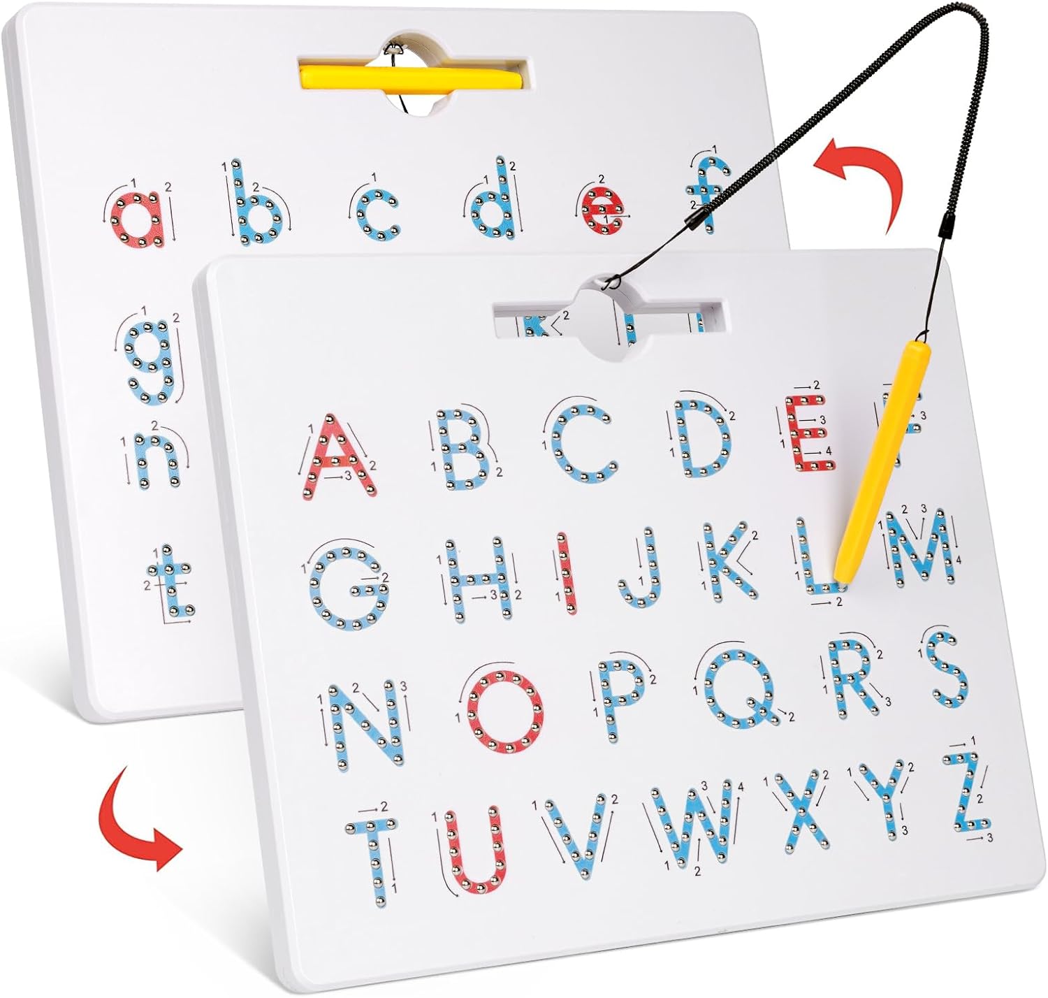 GAMENOTE Double Sided Magnetic Letter Board – 2 in 1 Alphabet Magnets Tracing Board for Toddlers ABC Letters Uppercase & Lowercase Practicing Learning Education Toys