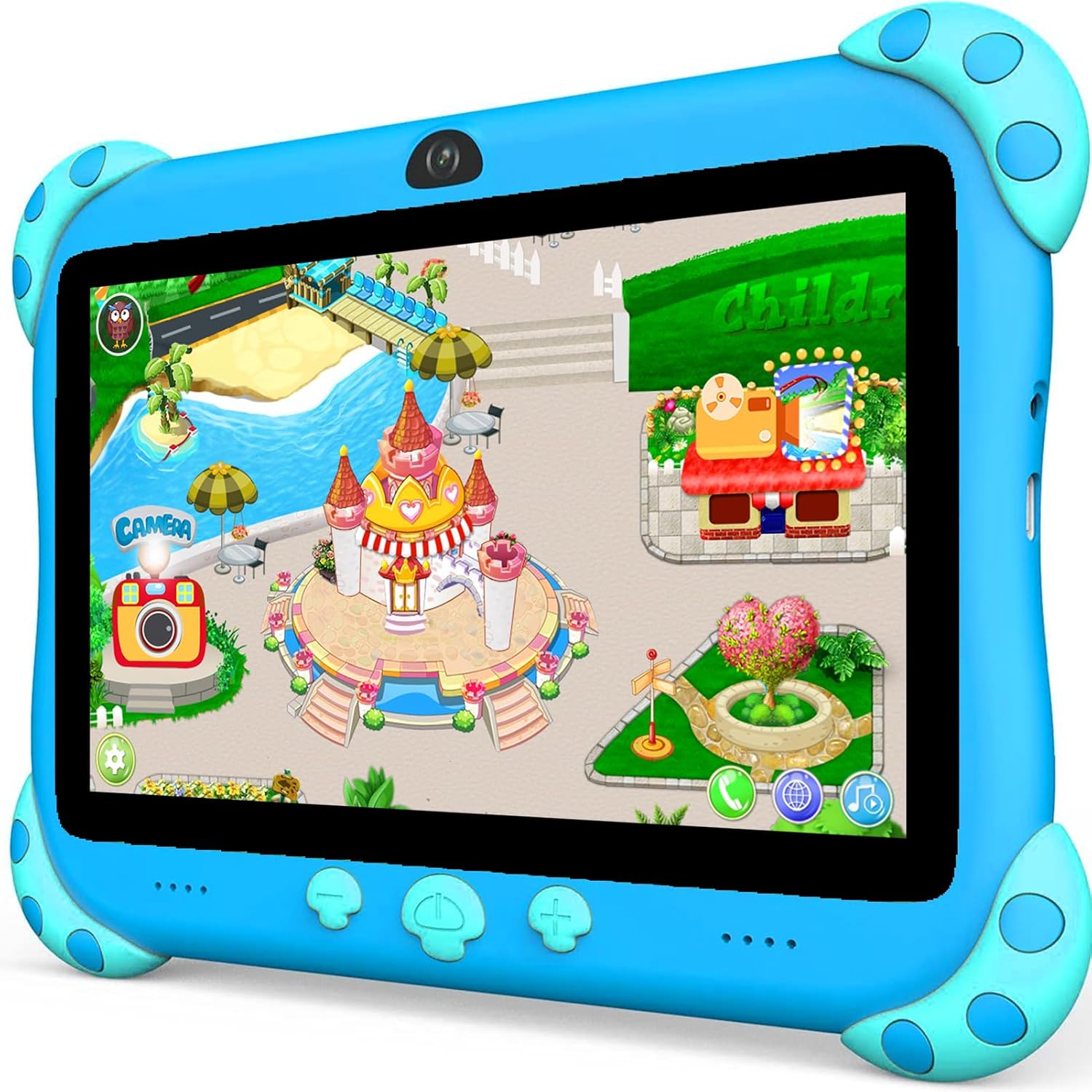 YINOCHE 7 inch Kids Tablet with Case, WiFi Tablets for Kids, Android Toddler Tablet, 32GB Storage, Dual Camera, Shockproof Case, Parental Controls Tablets Support Netflix YouTube (Green)