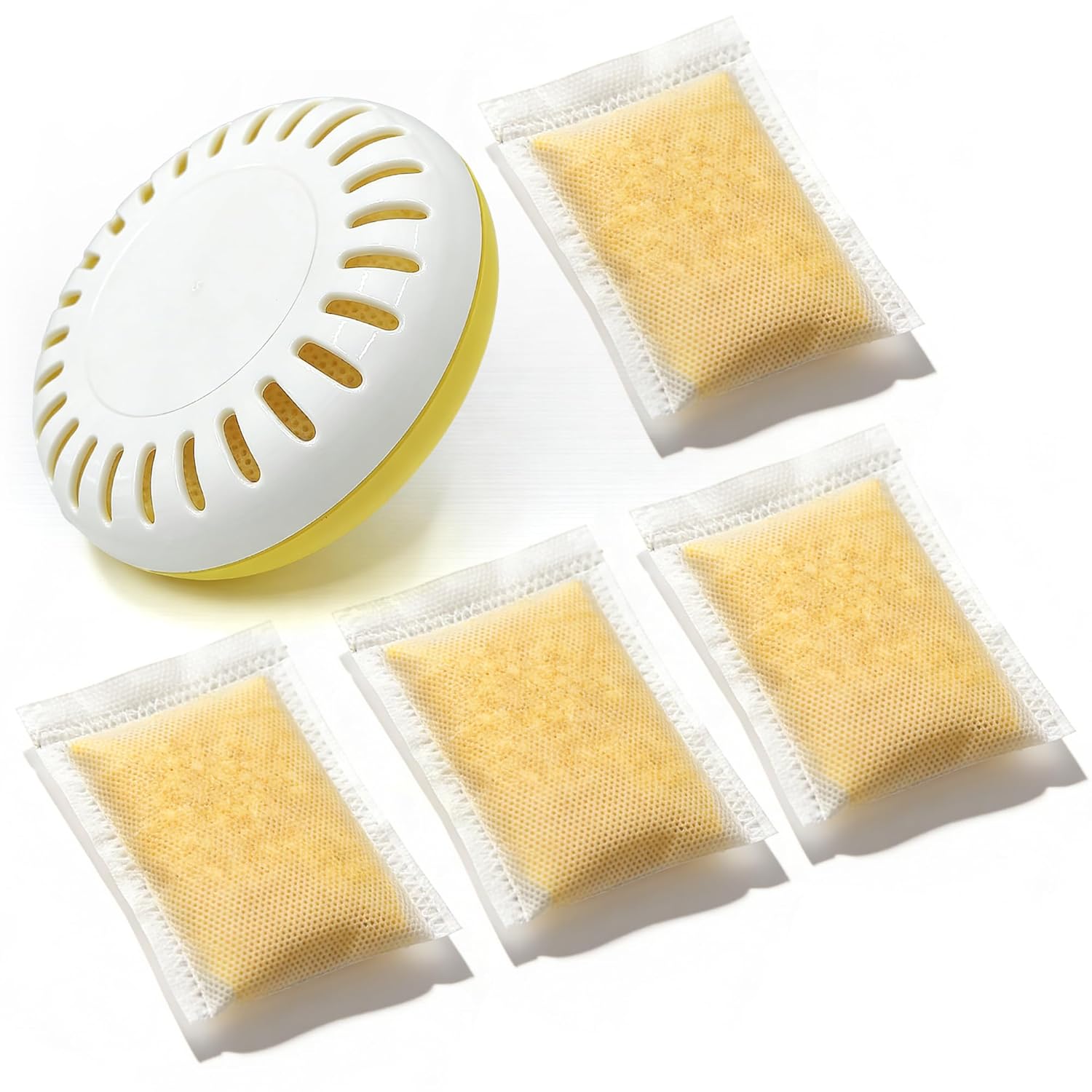 Diaper Pail Deodorizer for Munchkin Step and Pail Diaper Pails | 1 Puck Cartridge & 4 Lemon Scented Odor Remover Refills, 3.5″ Diaper Pail Deodorizer, for STEP (15901) and PAIL (15900)