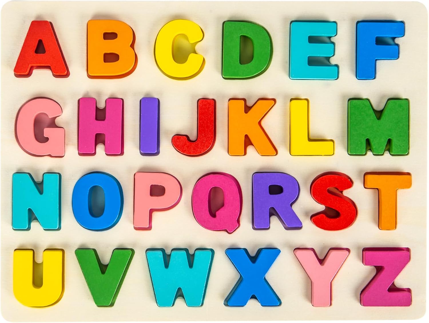 Attmu Alphabet Puzzles Wooden Puzzles for Toddlers Toy, Shape ABC Puzzle Alphabet Learning Toys Preschool Educational Toys Gift for Girls Boys