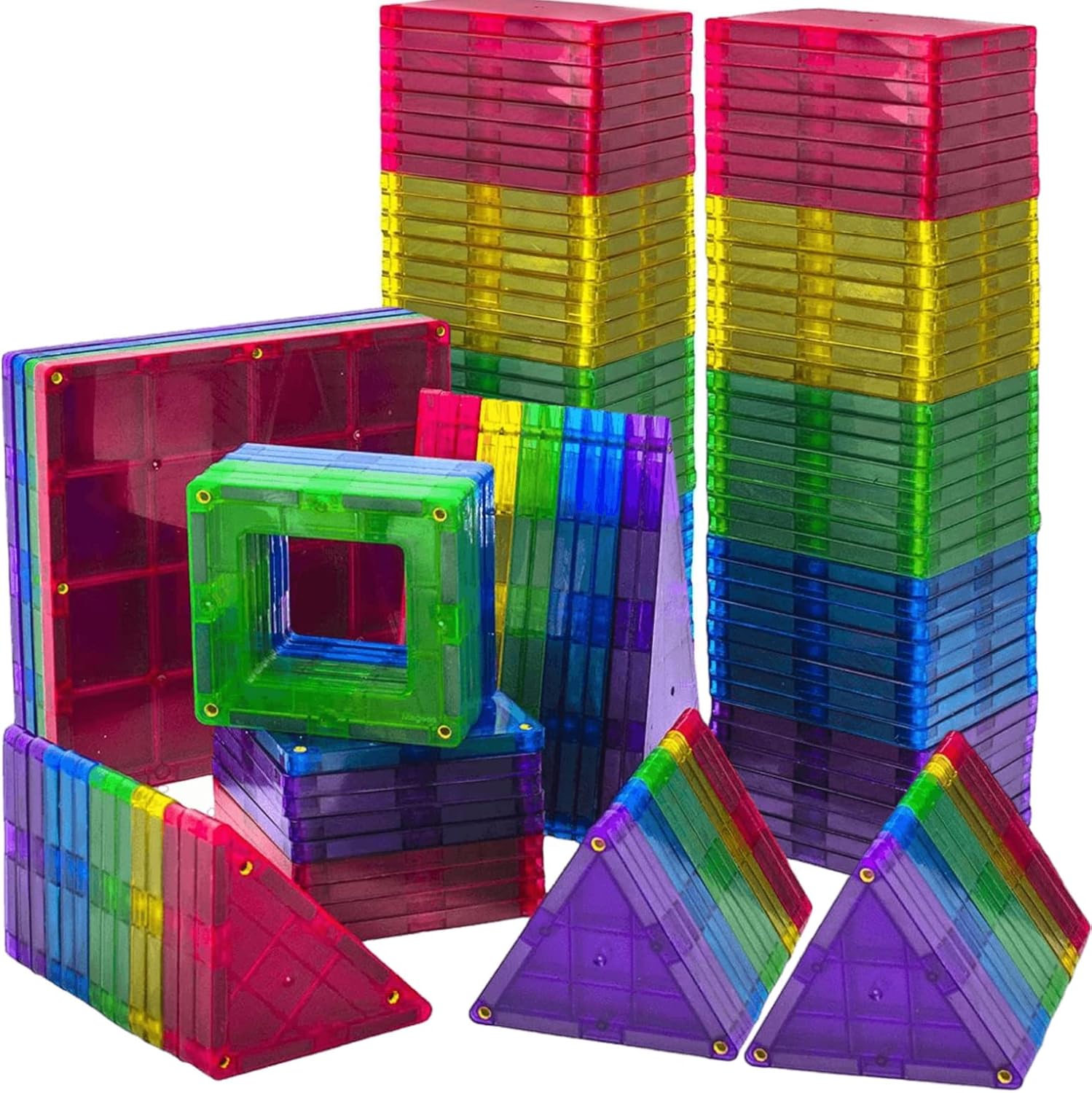 Magnetic Tiles Building Blocks – 113pcs Advanced Set – STEM Toys for 3+ Year Old Boys and Girls -Strongest Magnets – Includes 13 Piece Insert Alphabet Cards – Learning by Playing