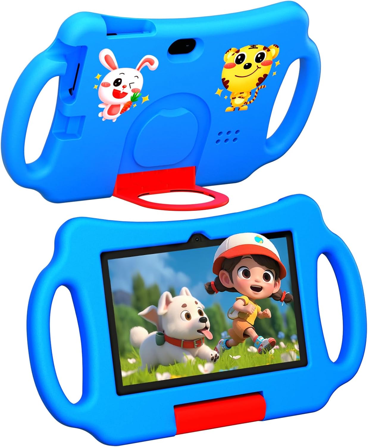 Vyrolina Kids Tablet 7 Inch 4GB RAM 32GB Memory, Lightweight Shockproof Case,Long Battery Life, Parental Control, WiFi Dual Camera for Kids Ages 3-7, Nice Present Gift (Blue)