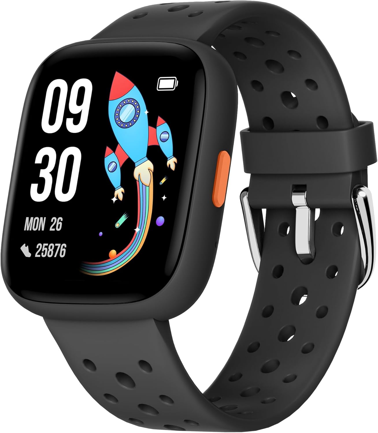 BIGGERFIVE Smart Watch for Kids, 1.8″ Fitness Tracker Watch Pedometer, Heart Rate, Sleep Monitor, IP68 Waterproof, Calorie Step Counter, Puzzle Games with/Without APP for Girls Boys Teens 5-16, Black
