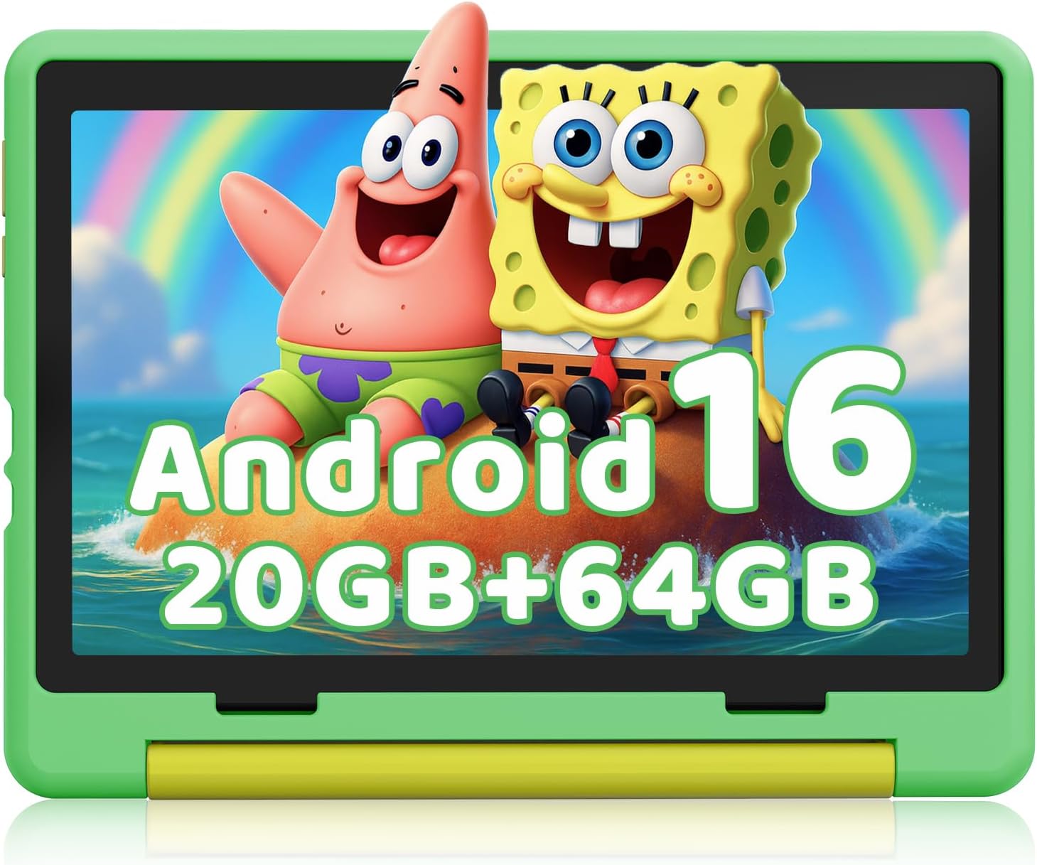 Gleeso Kids Tablet,Android 16 Tablet with HD Display,10.1 inch,Parental Control & Kids Mode, GMS Certified,20GB RAM 64GB ROM,1TB Expandable, 5000mAh Battery, Dual Camera, Protective Case,Green
