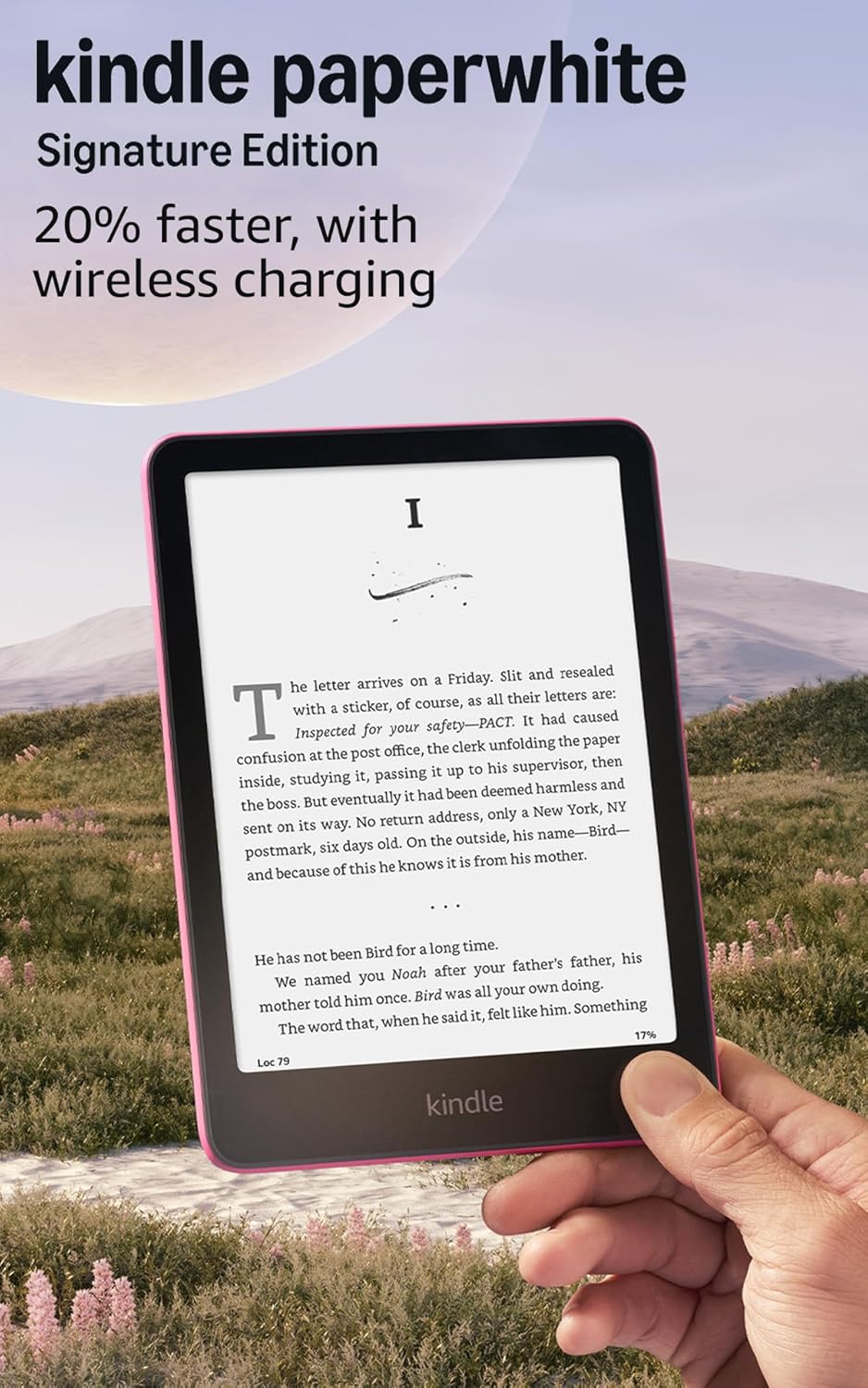 Amazon Kindle Paperwhite Signature Edition 32GB (newest model) – 20% faster with auto-adjusting front light, wireless charging, and weeks of battery life – Metallic Raspberry