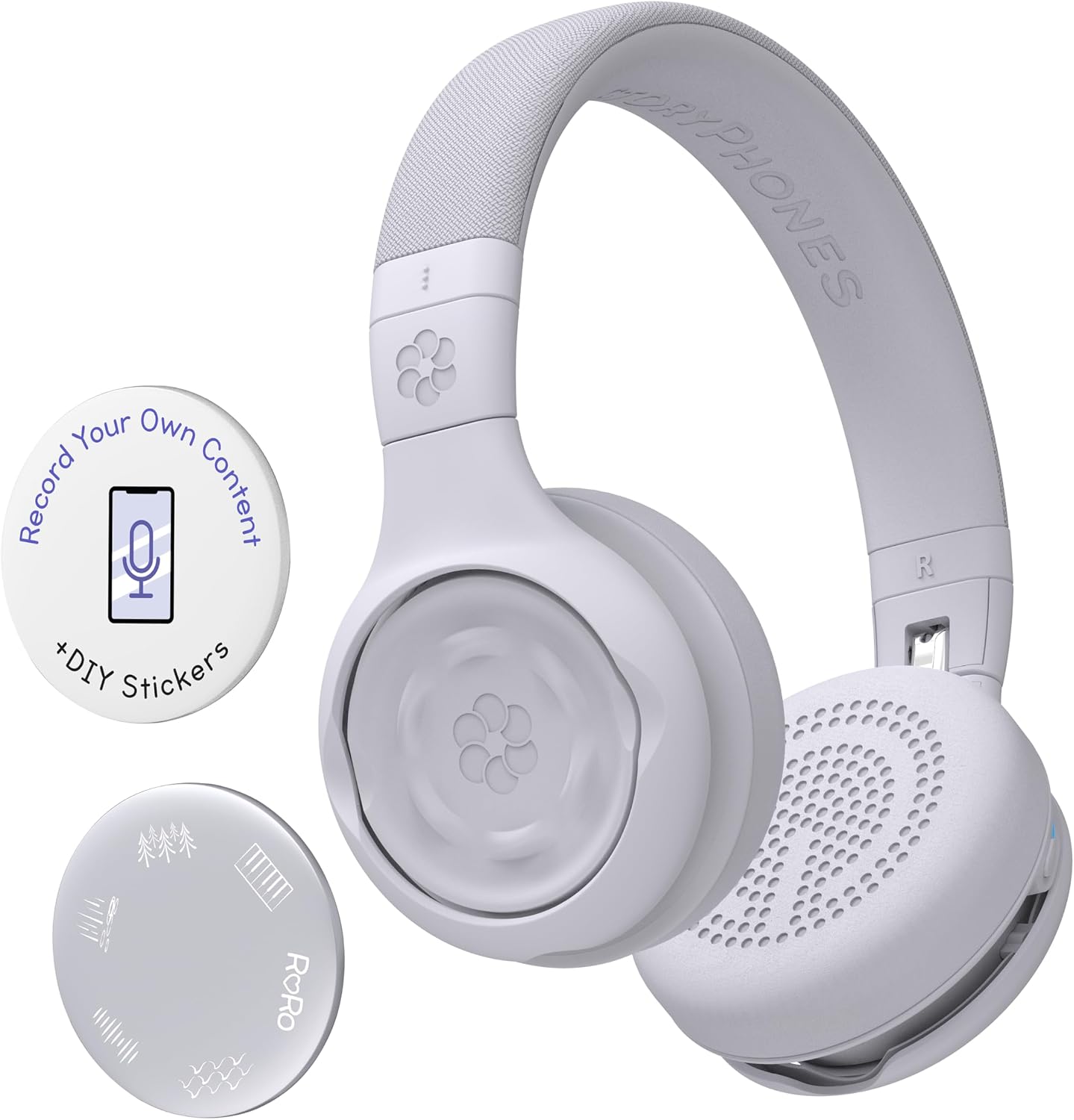 STORYPHONES, Storytelling Foldable Bluetooth Kids Headphones-Intro Bundle with ZenDisk and PlayShield, Perfect for Travel, Learning, Screen-Free Entertainment, Stories and Music by Onanoff (Grey)