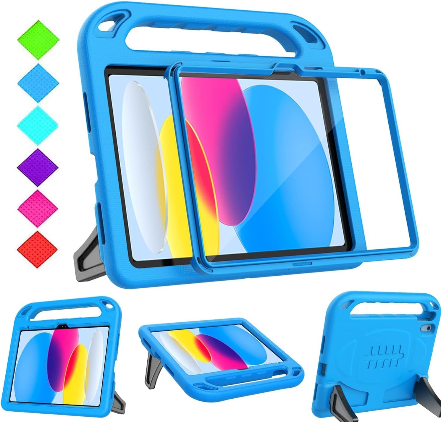 BMOUO Kids Case for iPad 11th Generation (A16) 11 Inch 2025/iPad 10th Generation 10.9″ 2022 – with Built-in Screen Protector, Shockproof Handle Stand iPad 11th/10th Generation Case for Kids, Blue