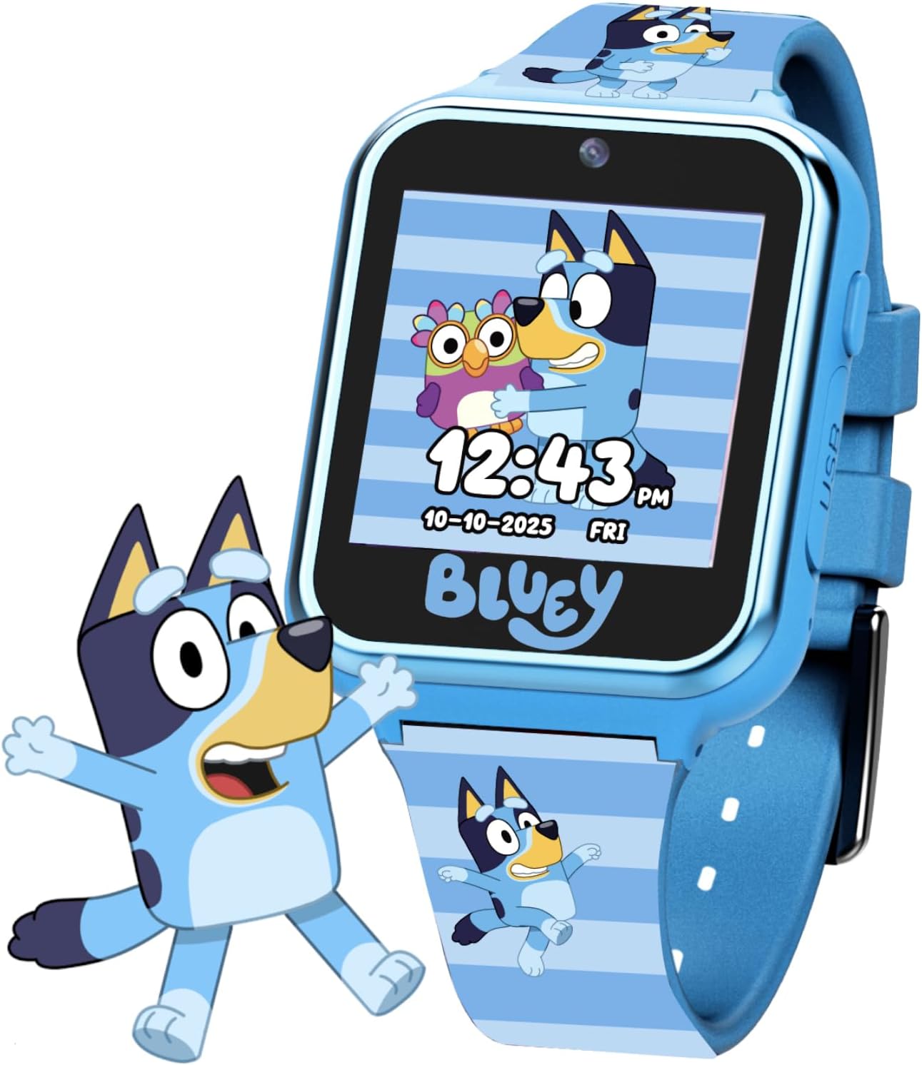 Bluey Kids Smartwatch with Camera, Games, Pedometer and Audio Recorder for Creative Play and Learning, 1.5″ Touchscreen, Blue, Fits 5.5″-8.0″ Wrists, for Boys and Girls Ages 3+