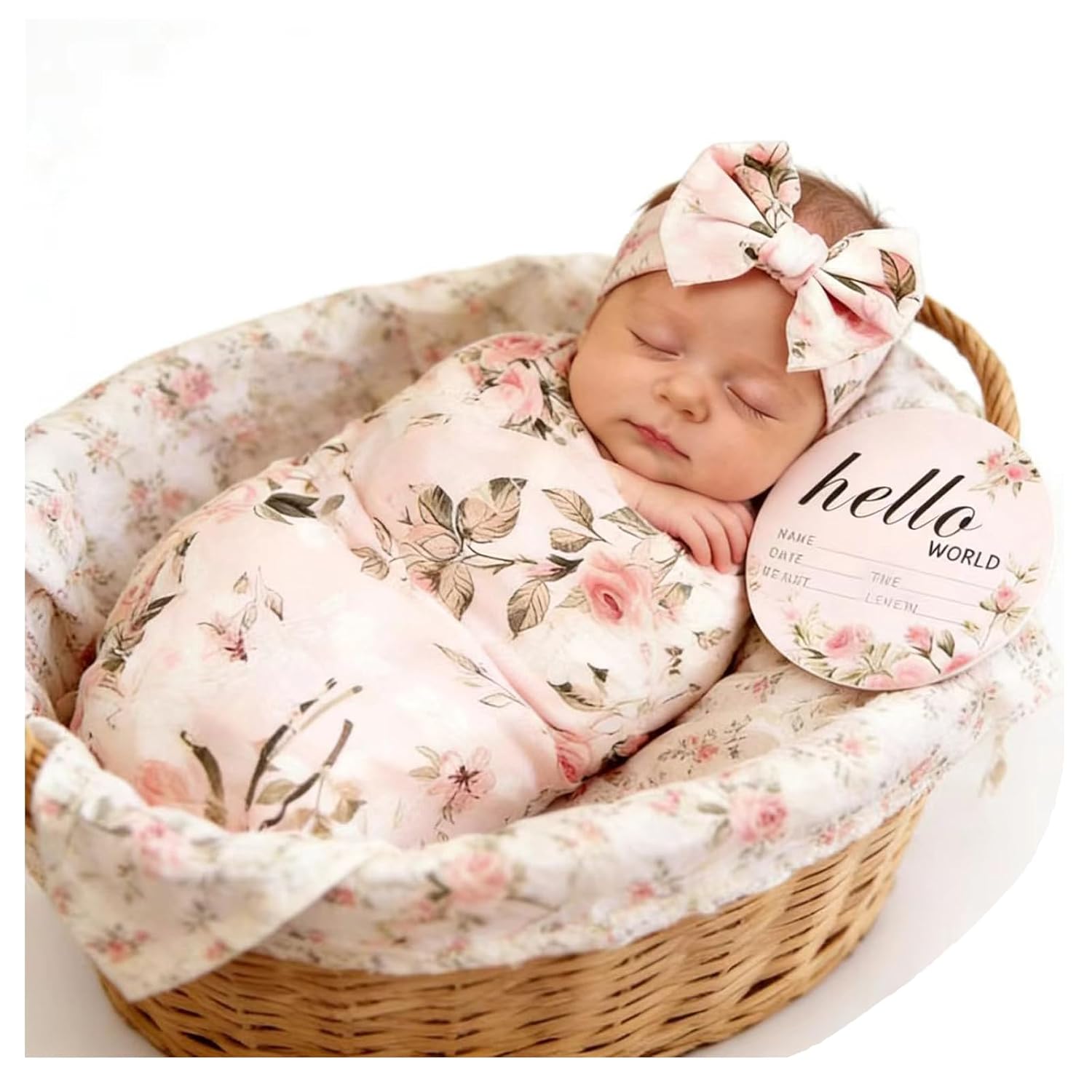 Galabloomer Newborn Receiving Blanket Headband Set Baby Flower Swaddle