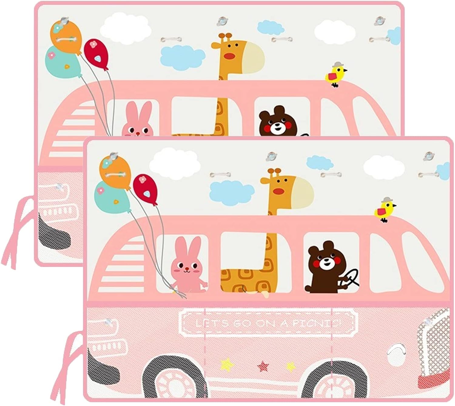 Car Sun Shade for Baby Kids Children 2 Pack Car Side Window Curtain Protector Protects from Sun Glare Heat Blocks UV Rays Glare Car Interior Sun Blocker Blind (PinkBus)