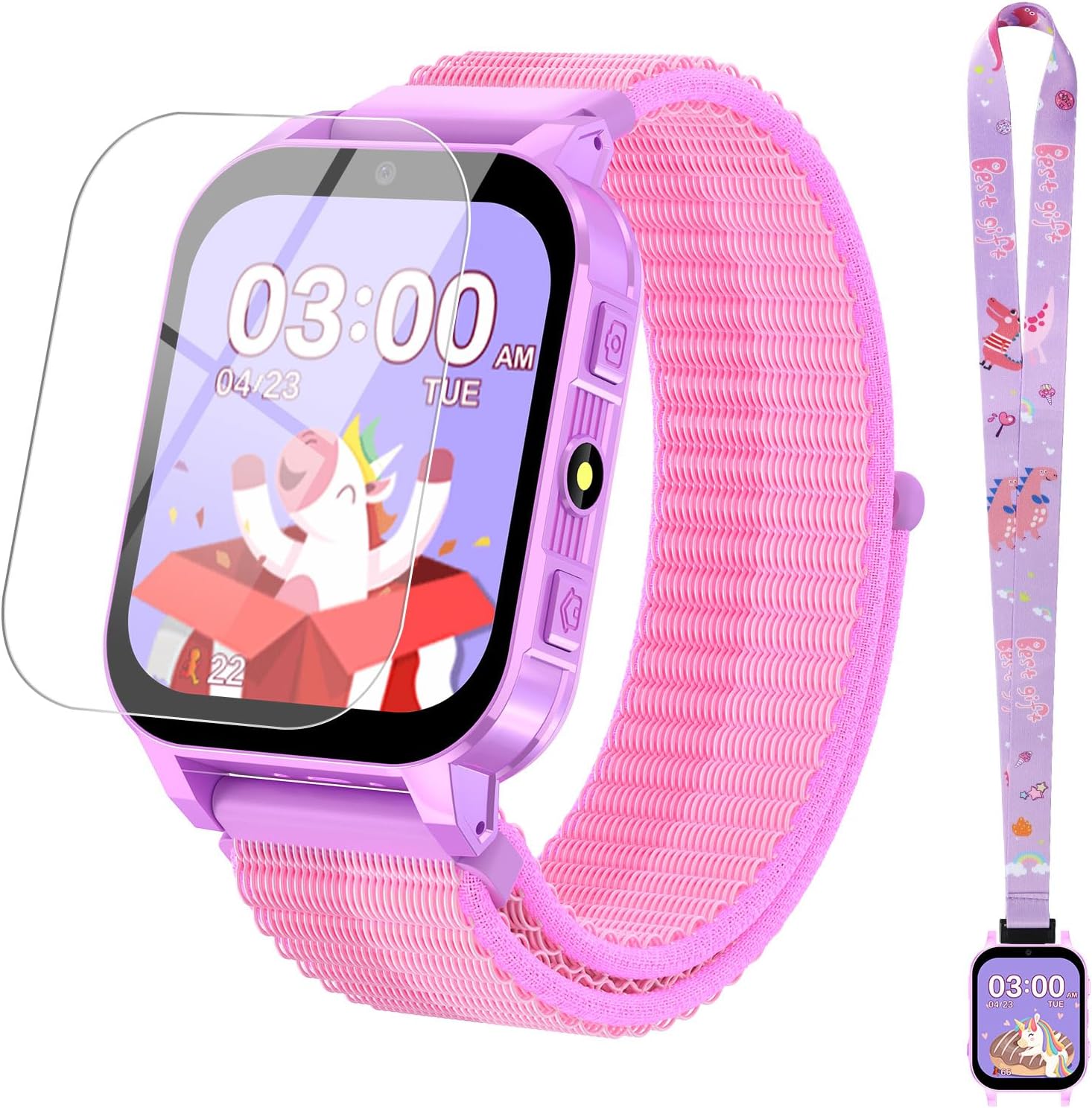 cjc HD Touchscreen Smartwatch for Girls Ages 4-12 – Includes 28 Games, Camera, Music, Pedometer – Fun & Educational Birthday Gift Idea (Purple)