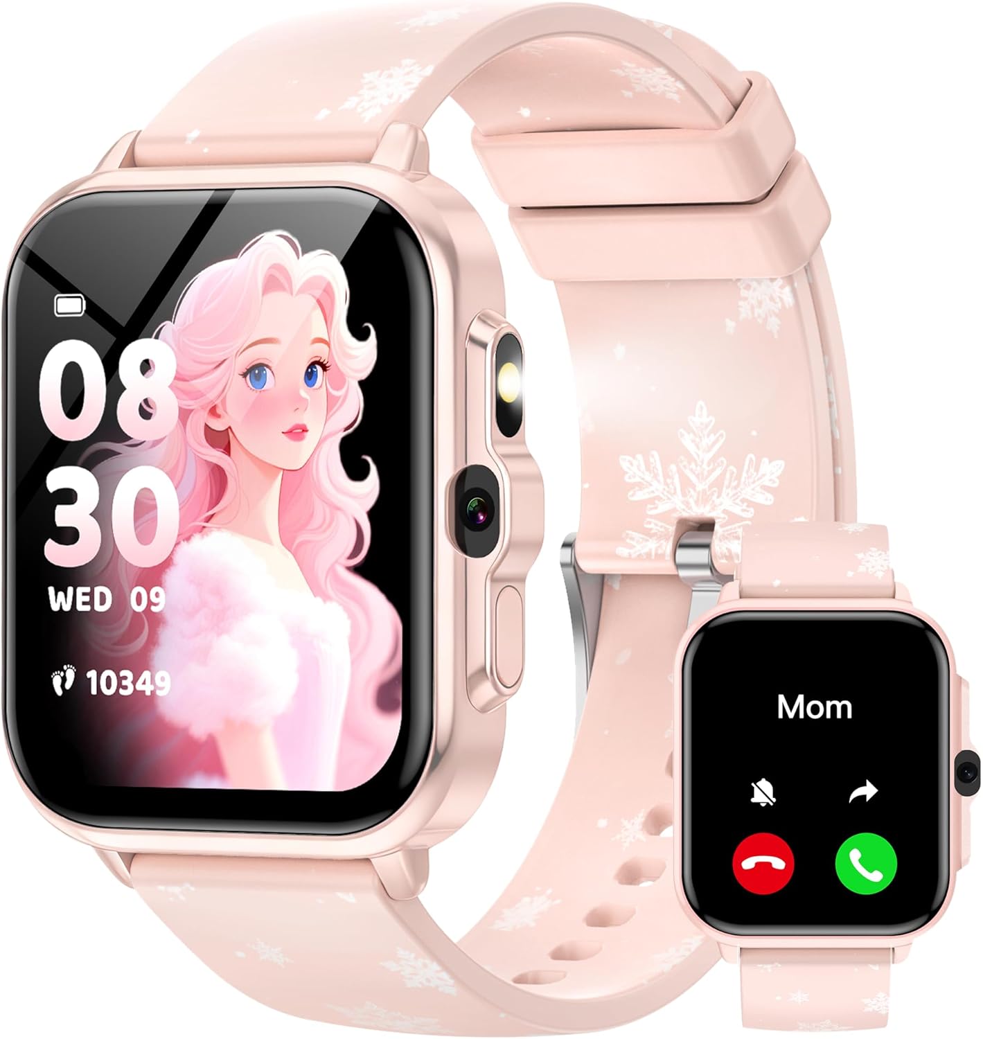 Smart Watch for Kids Boys Age 5-12, Ai Functions Games HD Touch Screen Watches with Video Camera Music Player Pedometer Heart Rate Sleep Tracker Christmas Birthday Gifts for Girls (Pink, 1.85″)