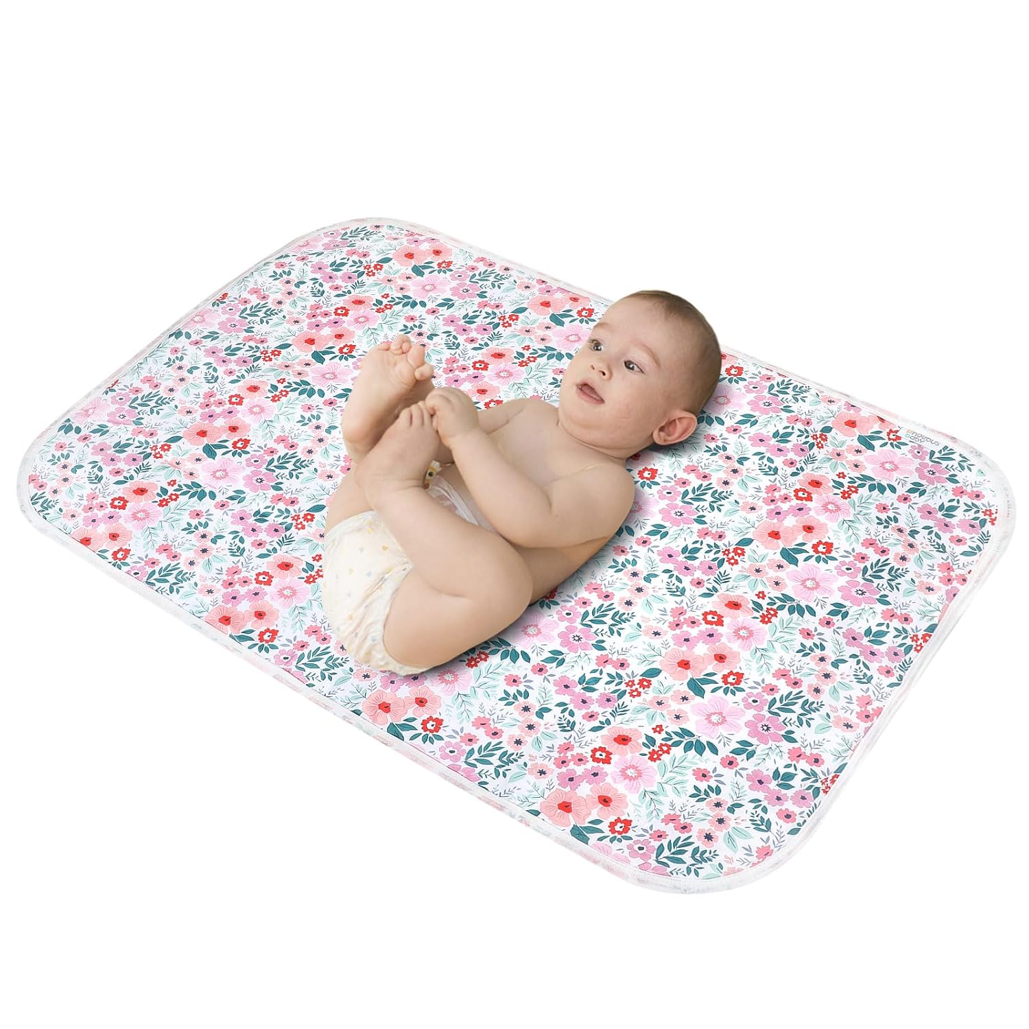 Baby Diaper Changing Pad, 21 5/8″ x 31.5″ Waterproof Changing Pad Liners – Reusable Soft and Absorbent Portable Changing Mat(Flower1PCS)