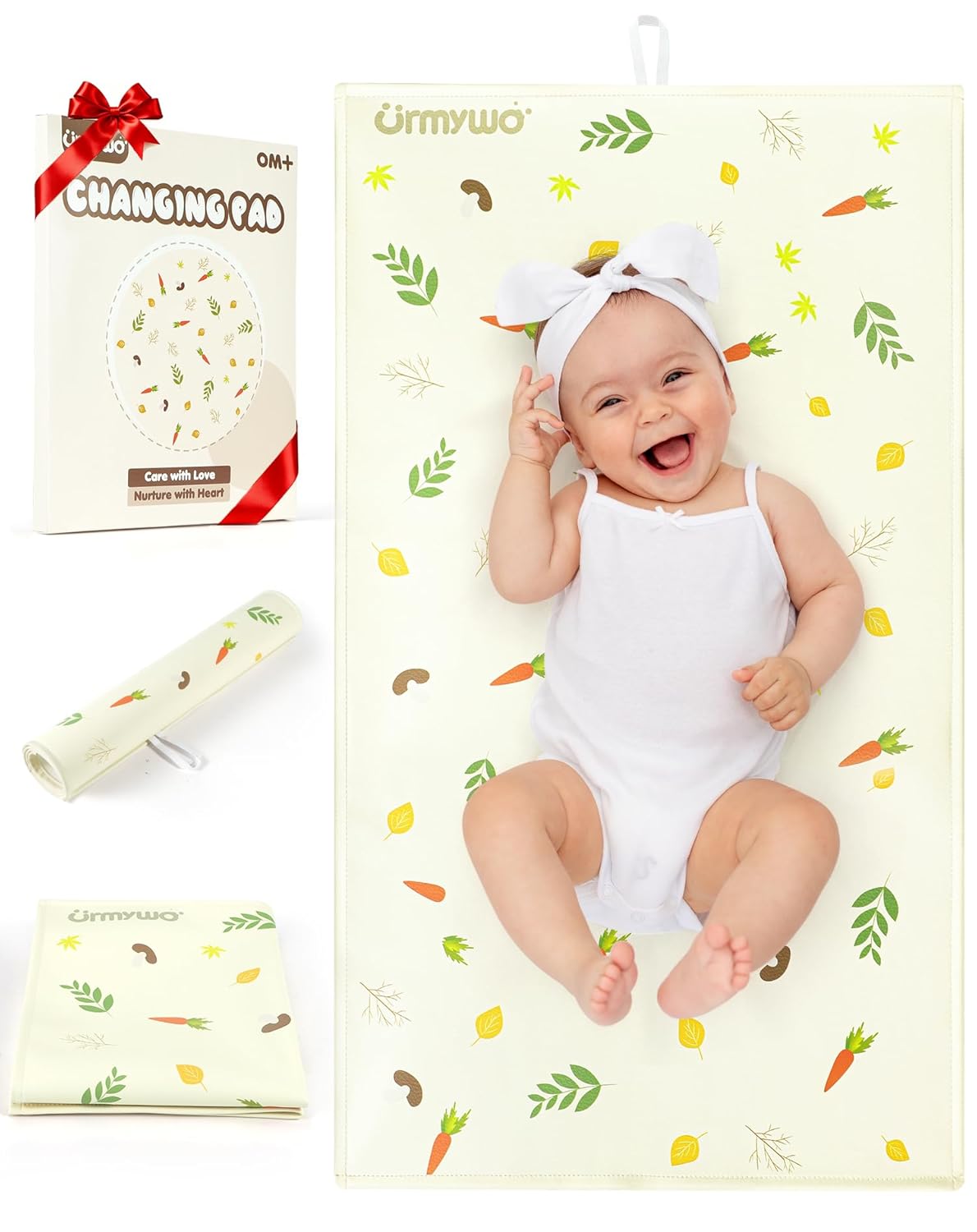 Baby Portable Diaper Changing Pad – Waterproof & Wipeable Changing Mat with PU Leather – Soft Comfortable – Foldable Travel Bag & Camping Mat – Newborn Essentials Must Haves – Baby Shower Gifts