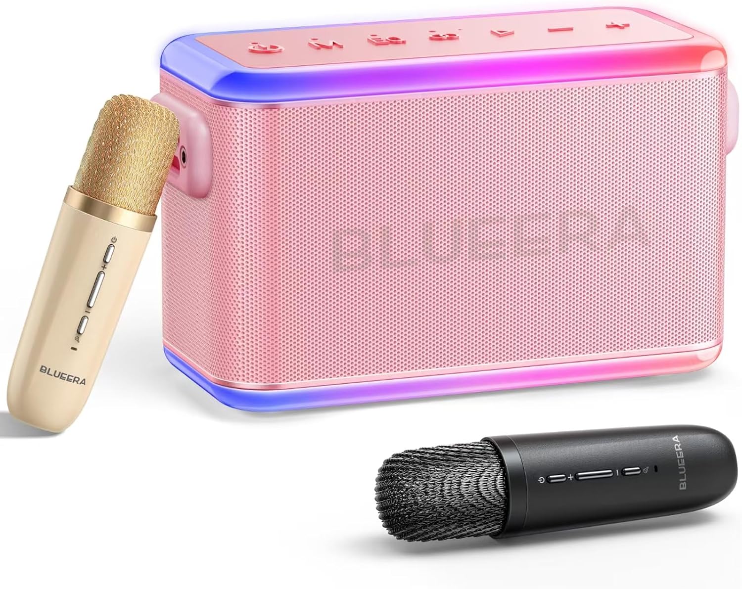 Blueera 60W Karaoke Machine for Adults Kids, Portable Bluetooth Speaker with 2 Wireless Microphones, Party Speaker Supports TWS/TF Card/USB/AUX/Live/REC for Home Party Outdoor, LED Lights, DSP Chip