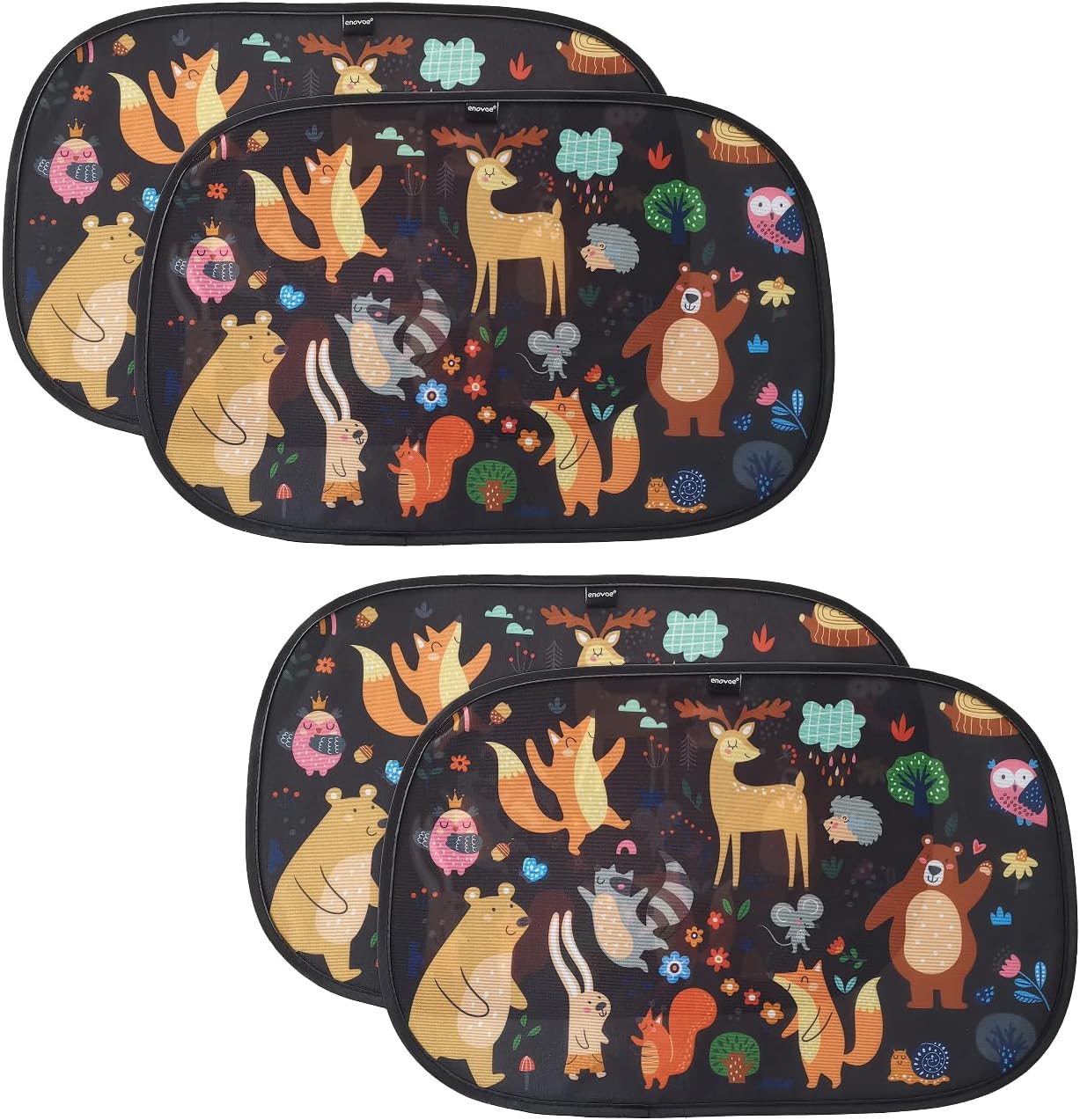 Enovoe 2 Pack Animals Cartoon Car Window Sun Shades for Kids – 21×14 Inches – Baby Sun Shades – Glare and UV Rays Protection Car Window Shades, Suitable for SUVs, Minivans and Full Size Cars