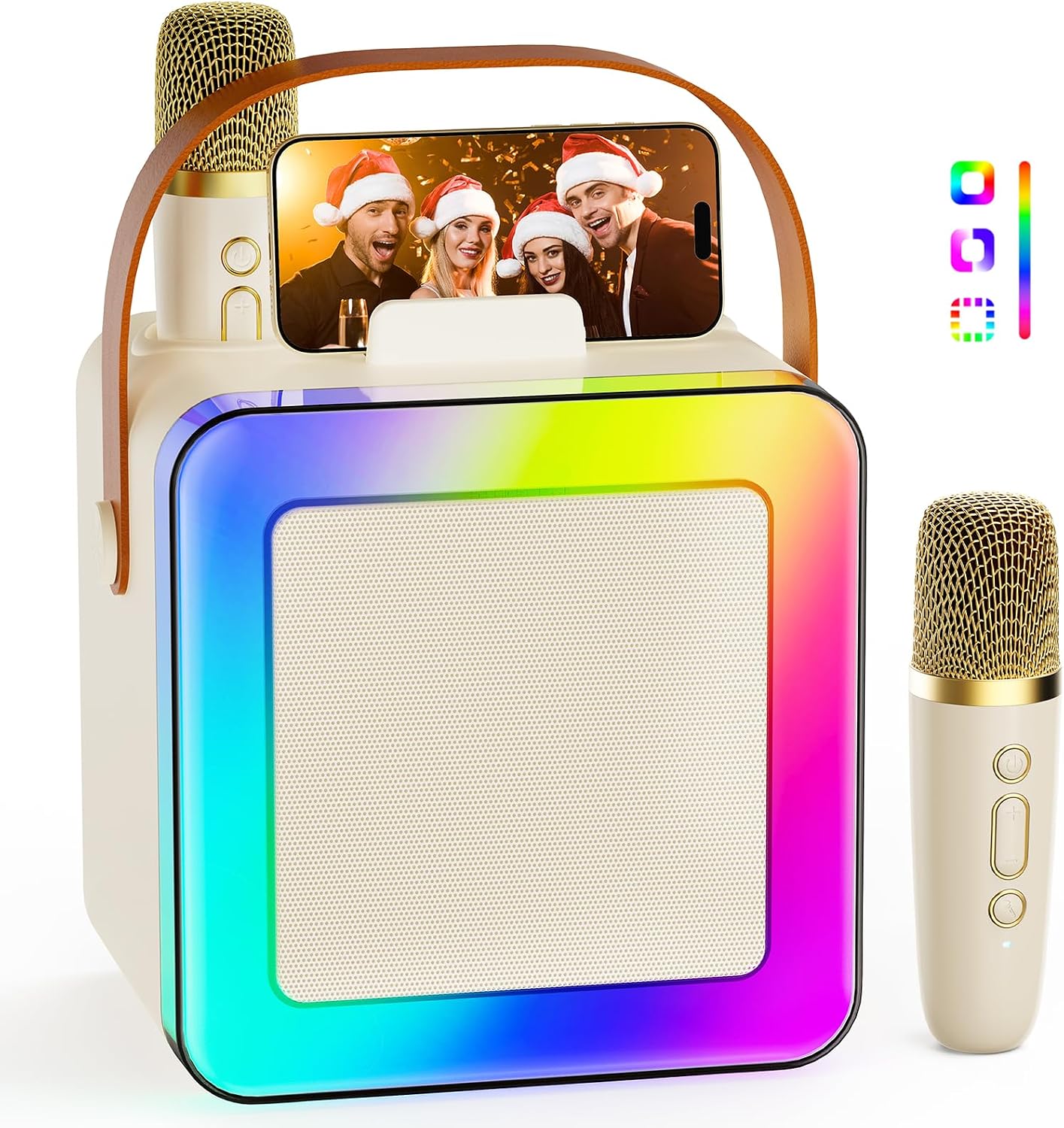 Mini Karaoke Machine for Kids Adults, Portable Bluetooth Speaker with 2 Wireless Microphones, Karaoke Toys for Family Party, Birthday Gifts for Girls Ages 4, 5, 6, 7, 8, 9, 10, 12+