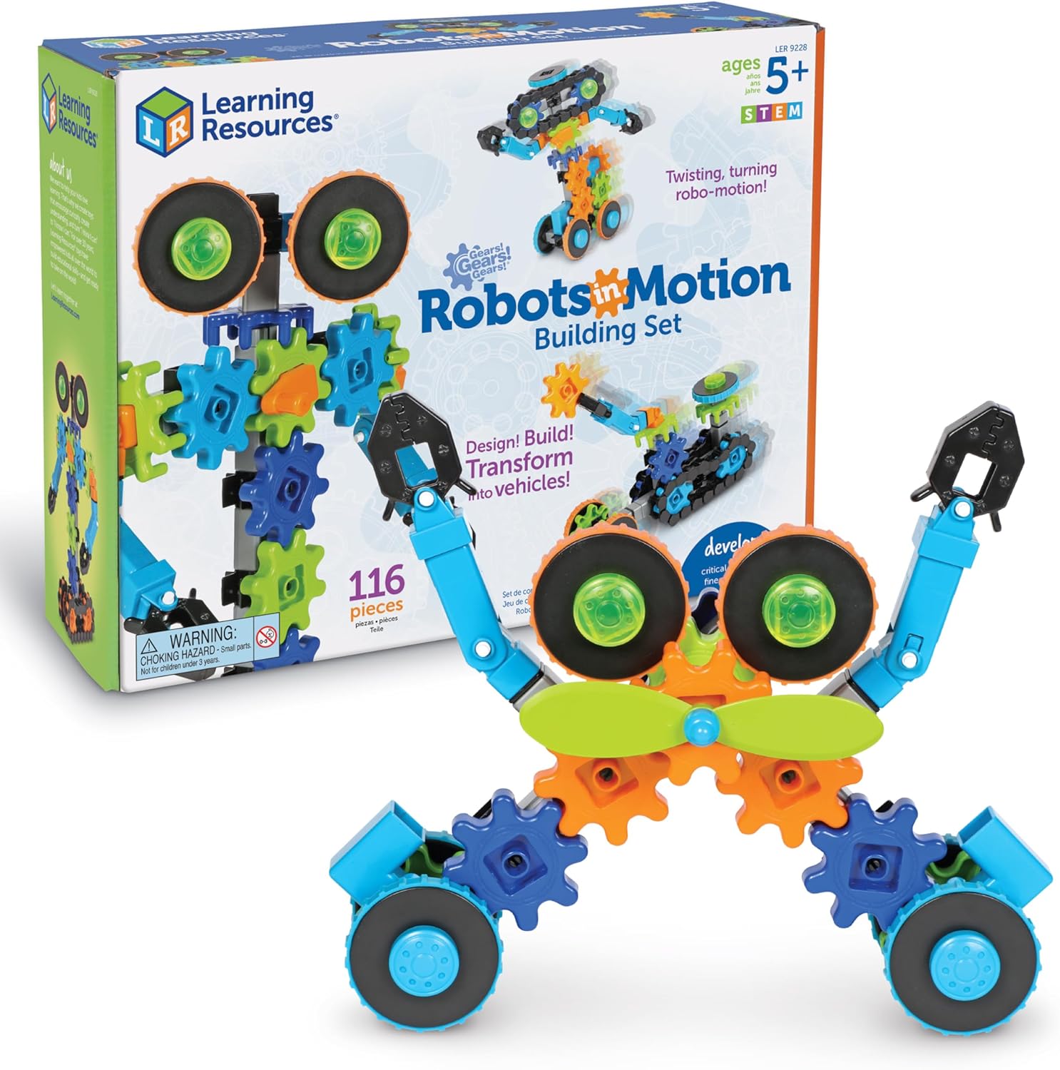 Learning Resources Gears Gears Gears Robots In Motion – Building Toys, STEM Activities, Fine Motor Skills, Toddler Construction Explorer Kit, Kindergarten Science, Boys and Girls Gifts