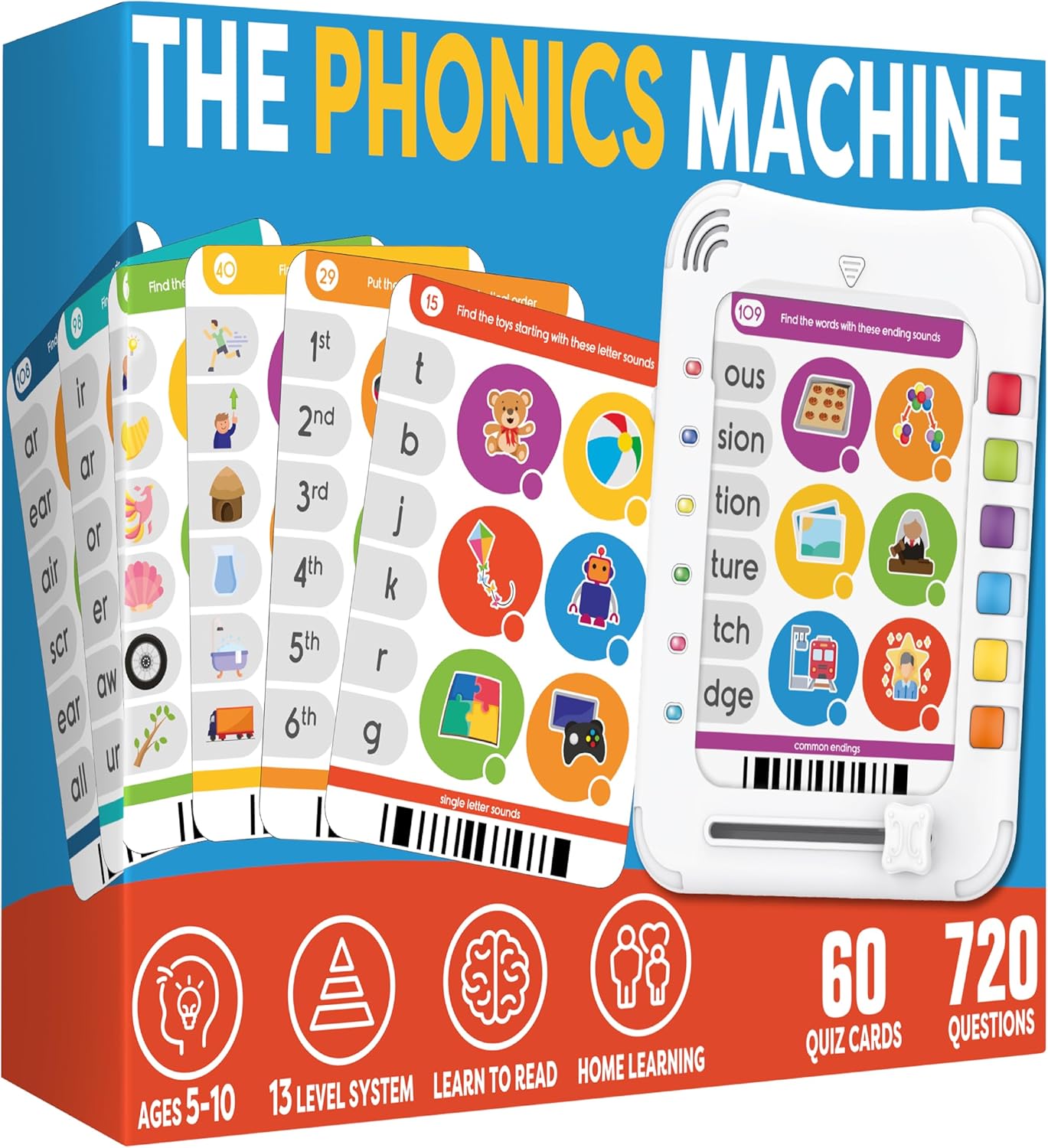 Phonics Machine Learning Pad – Electronic Reading Game for Kids Age 5-11 – Learn to Read with 720 Phonic and Letter Sound Questions