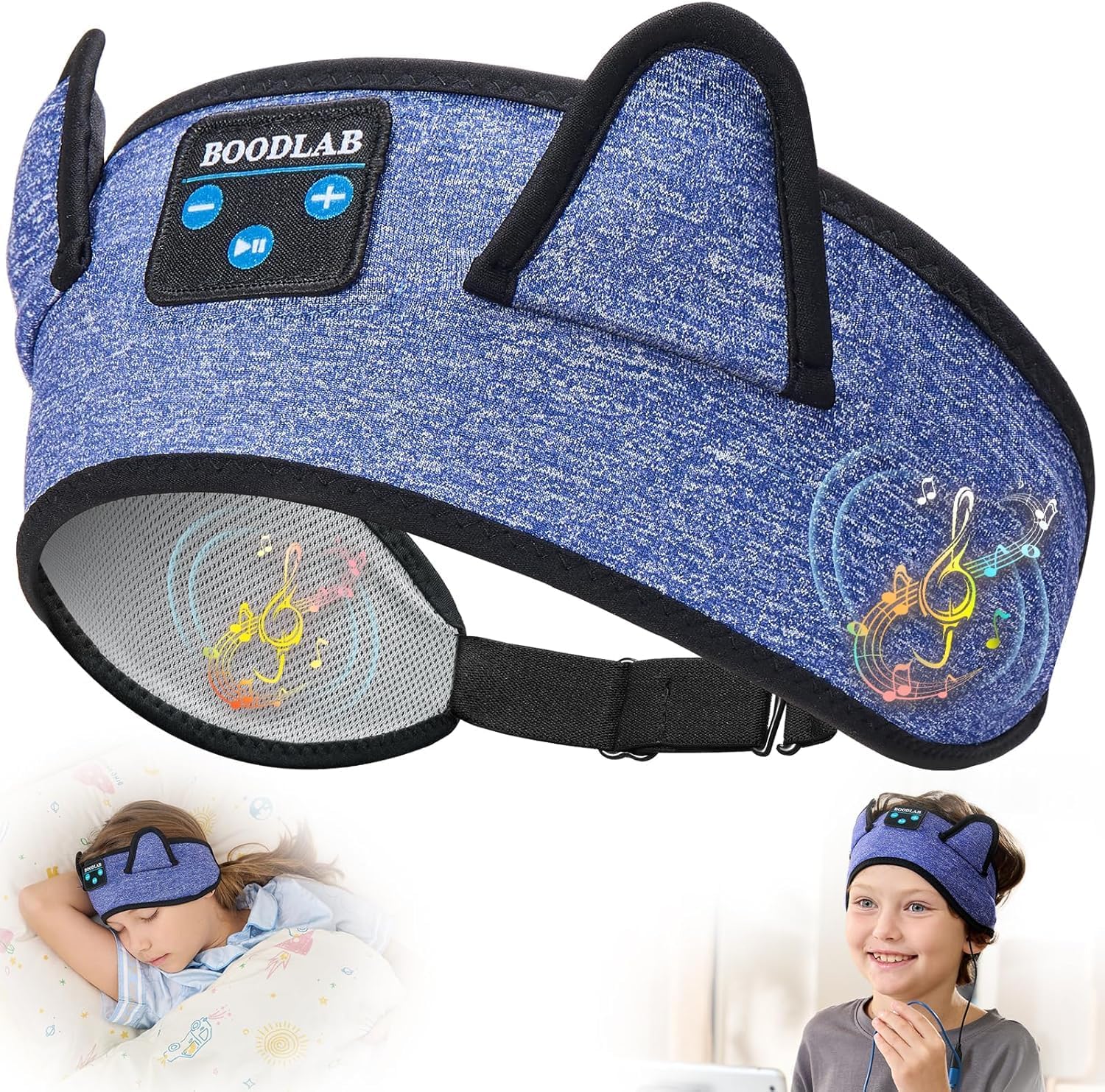 Kids 3-in-1 Headband Headphones-Wireless Bluetooth & Wired 3.5mm Jack, Ultra-Thin Speakers, Adjustable Fit for Toddlers, Safe Volume – Ideal for School/Travel/Sleep/Home, Gift for Boy& Girl
