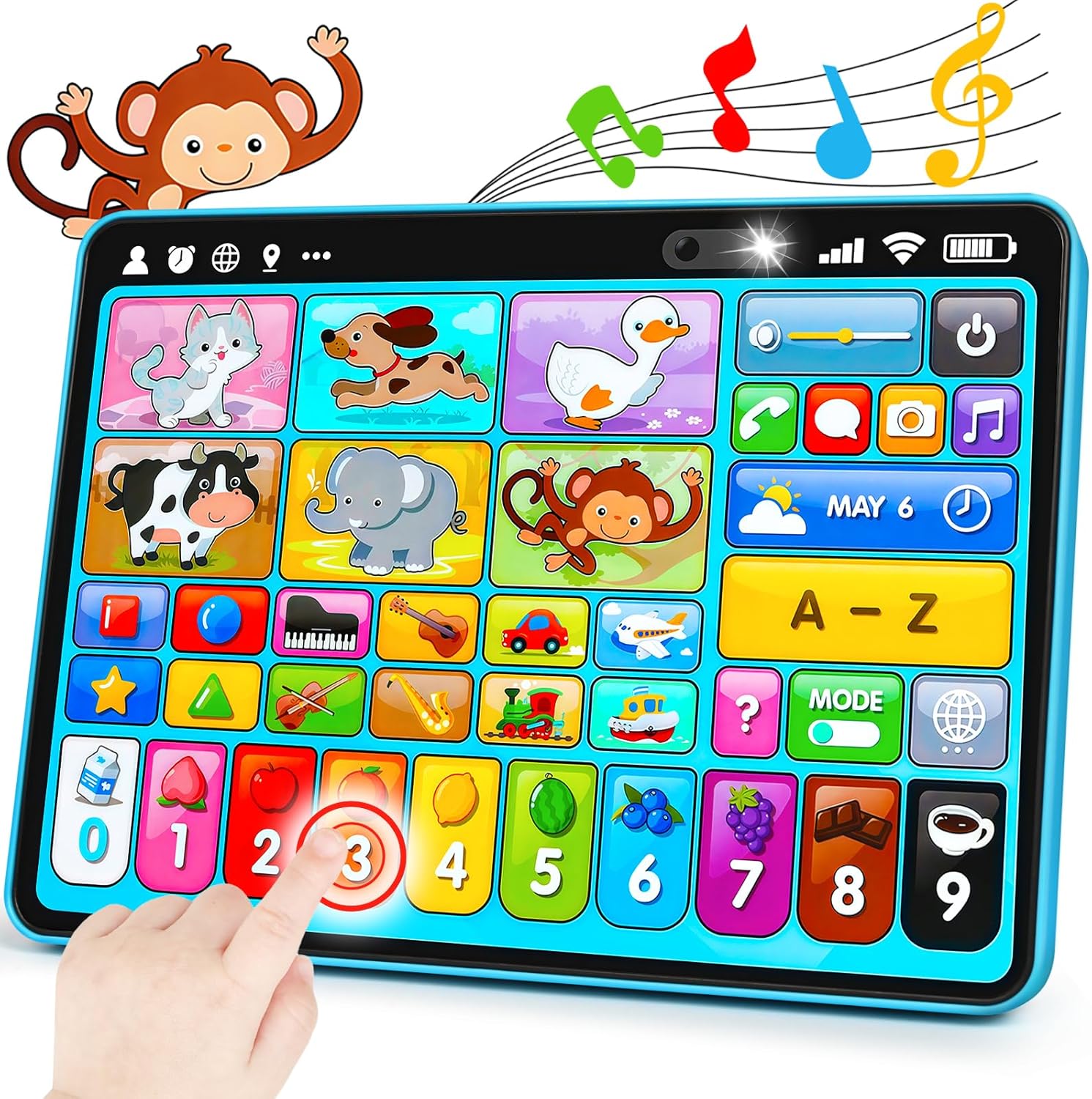 Peacurh Trilingual Learning Toy Tablet with Music & Sound, Montessori Speech Musical Therapy Toys, Gifts for Boy, Girl, Baby, Toddler, for Age 1, 2, 3 Year Old (12-18 Months)
