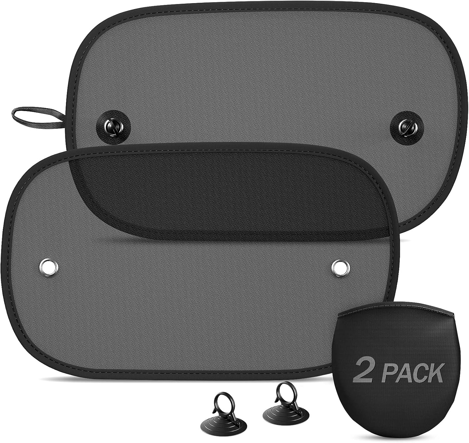 DIZA100 Car Sun Shade, 2 Pack Window Shade for Baby Universal Cling Sunshade for Side Window Sun Glare and UV Protection for Kids/Adults/Pets – 20”x12” Fits 98% Cars(Suction Cup Stick)