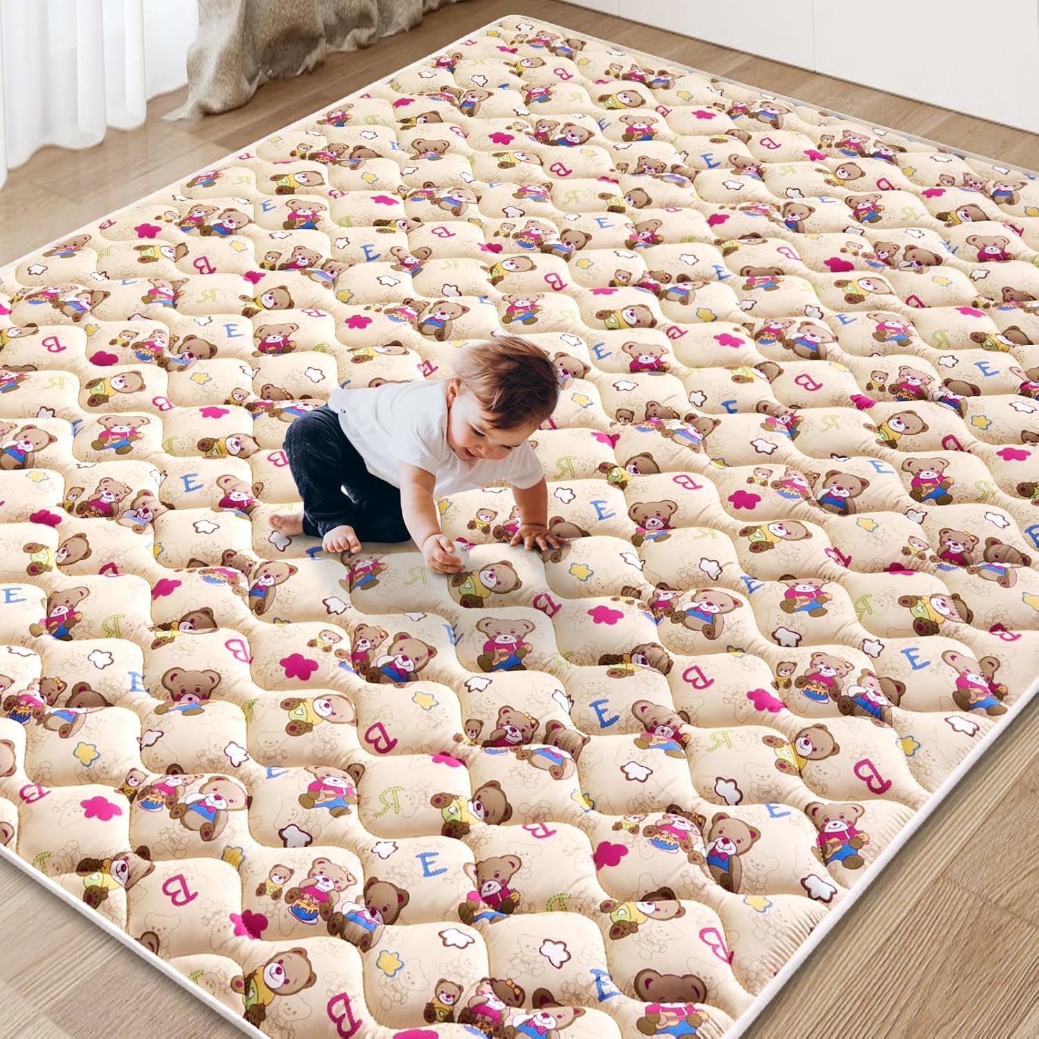 Baby Play Mat – 71″ X 59″,Premium Thicker Foam One-Piece Machine Washable, Extra Large Anti-Slip Soft Cushioning Foam Playmats for Babies and Toddlers, Foldable Baby Crawling Mat for Playpen