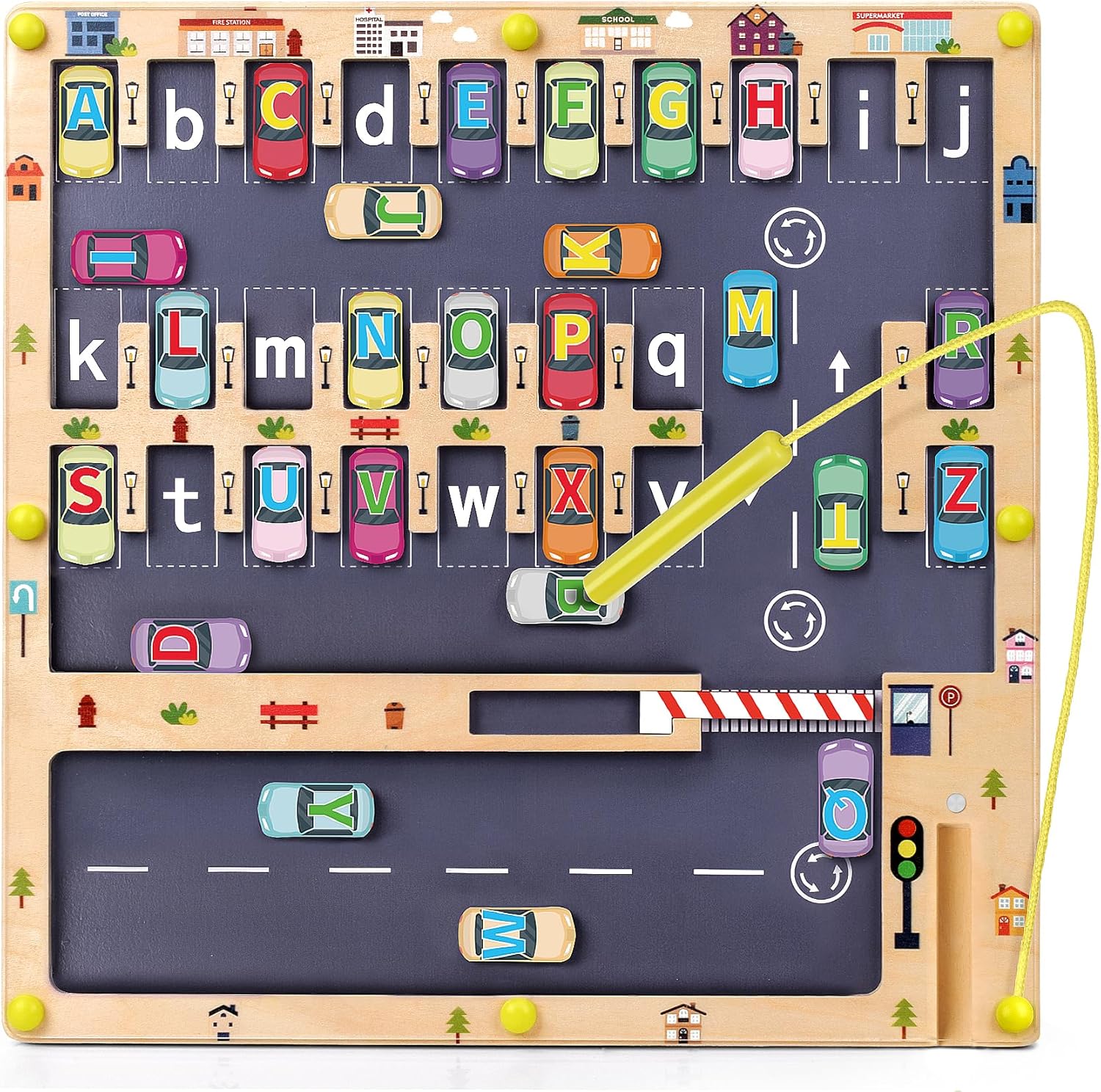 Scuwtocn Wooden Magnetic Alphabet Maze Letter Puzzle, Montessori Fine Motor Skills Toys for Boys Girls 3 4 5 Years Old, ABC Learning Toys for Kids Age 3+, Christmas, Birthday Present