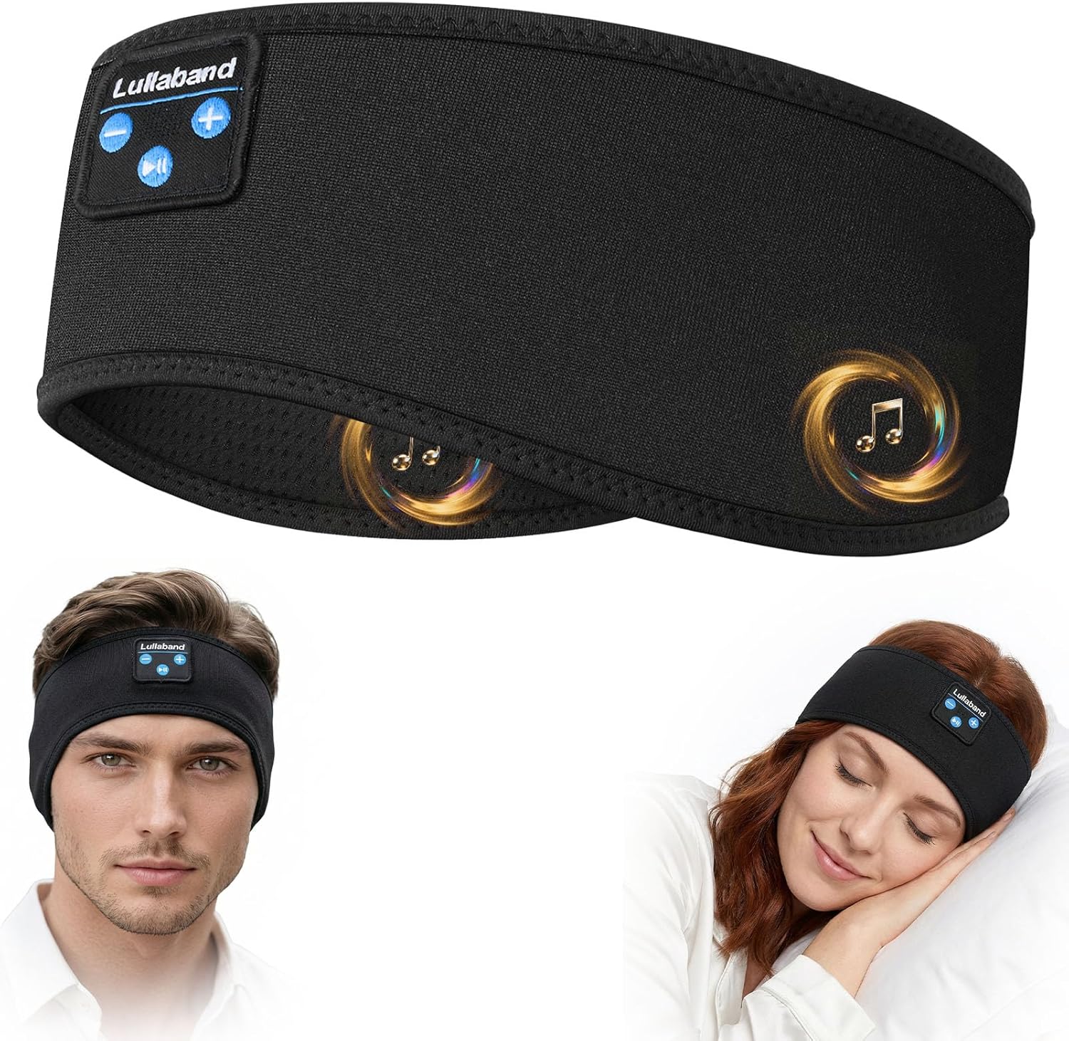 Lullaband Sleep Headphones, Bluetooth Headband Headphones with 12-Hour Battery, Soft Headband for Sleeping, Travel, Exercise, Yoga & Relaxation