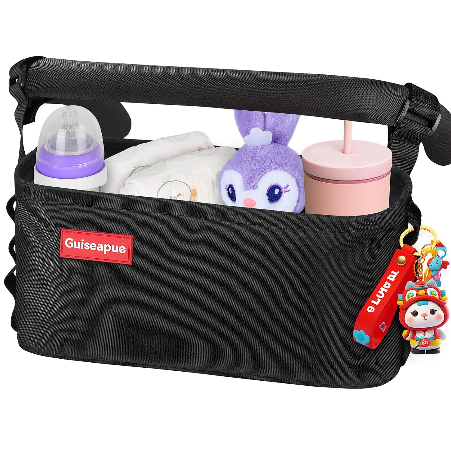 Guiseapue Universal Stroller Organizer with Cup Holder: Stroller Caddy Accessories & Stroller Bag for Uppababy, Baby Jogger, Nuna, Doona, Britax Strollers, Gifts for New Mom