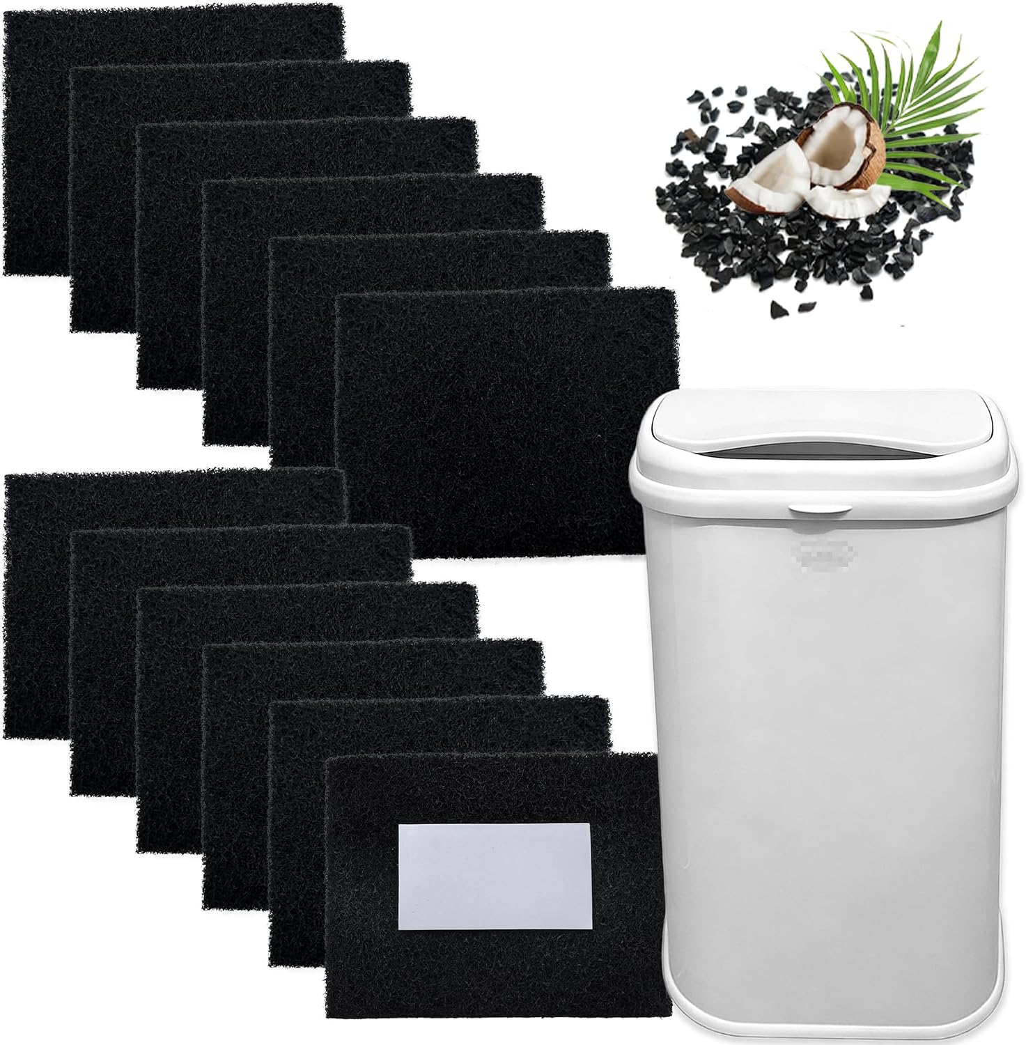 NewKe 12 Pack Activated Carbon Deodorizer for Ubbi Adult Diaper Pail, Stick-On Charcoal Odor Absorbing Filters for Adult Steel Diaper Pail for Seniors Odor Free, One Year Pack, Keep Home Fresh