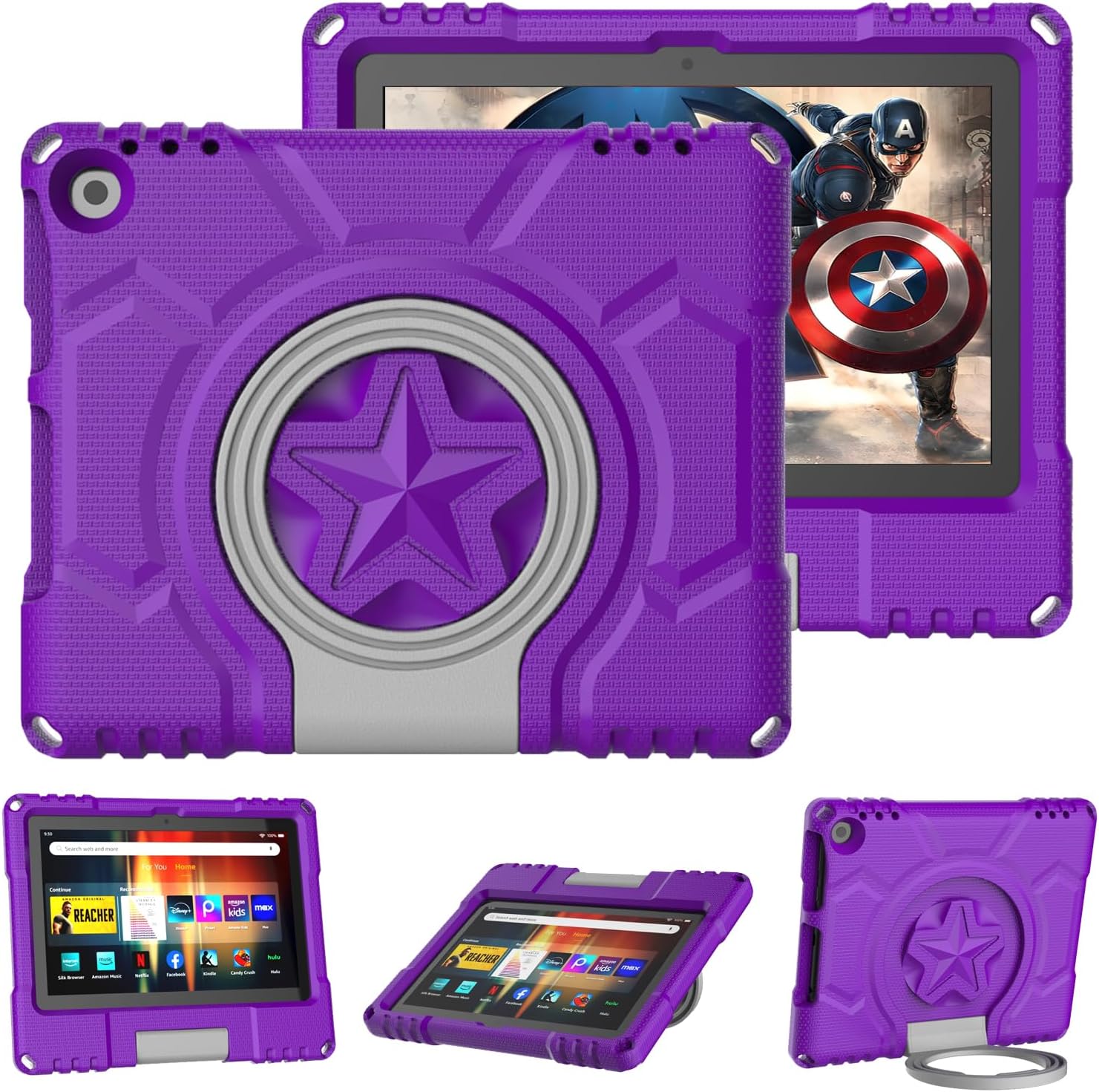 8in Kids Case for Tablet, Shockproof Kid-Proof Cover for Tablet，Purple