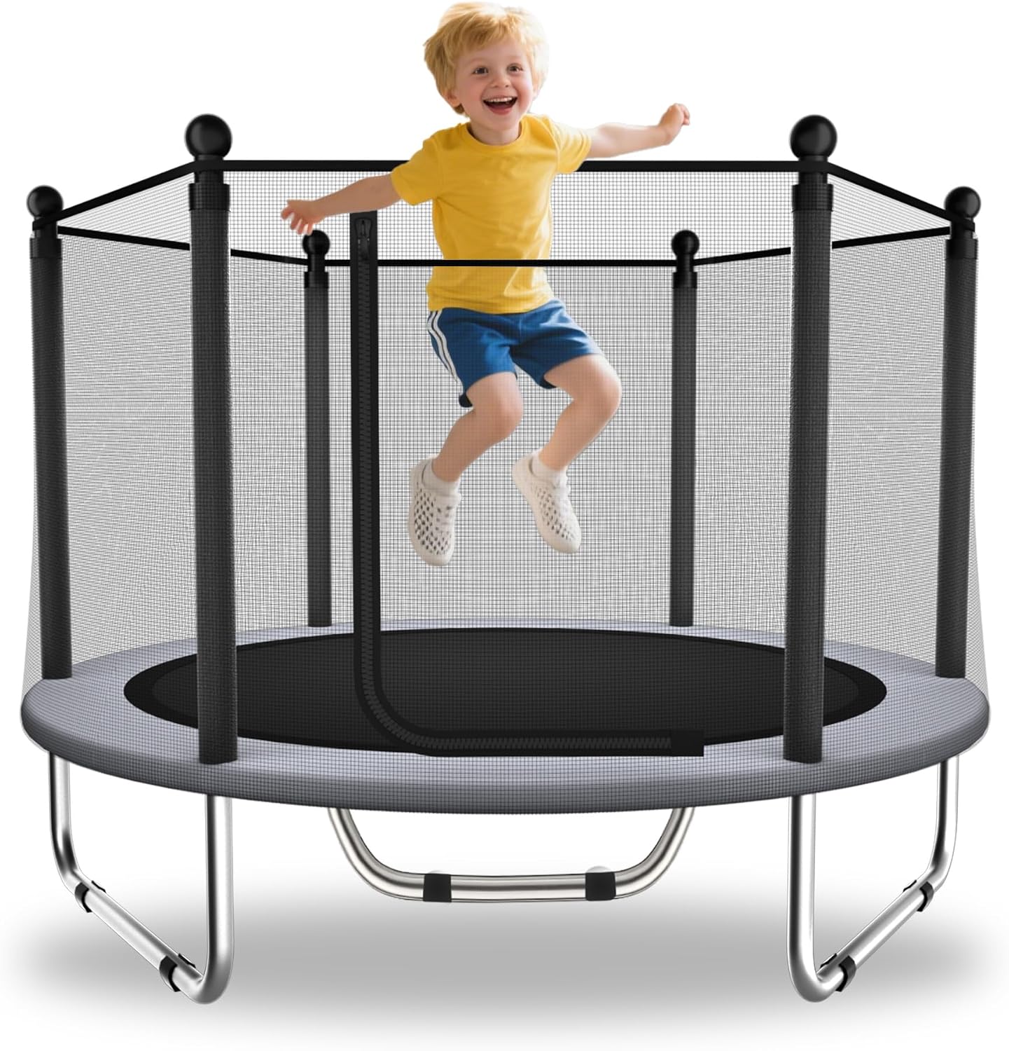 EL&IT·Wings 60 inch/5FT Trampoline for Kids with Net, Indoor Outdoor Toddler Trampoline with Safety Enclosure, Toddler Baby Small Round Trampolines Birthday Gifts for Kids, Age 1-8