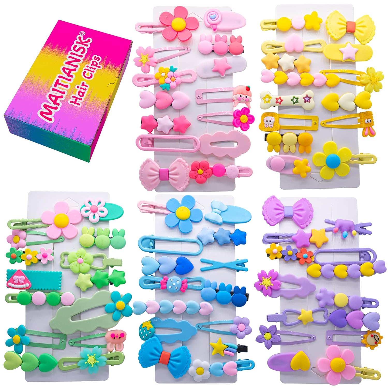 70PCS Hair Accessories for Girls Little Girl Hair Clips Barrettes for Baby Toddler Teens Women Kids Cute Candy Colorful Flower Gift for 6-18 Ages (Girls Hair Accessories)