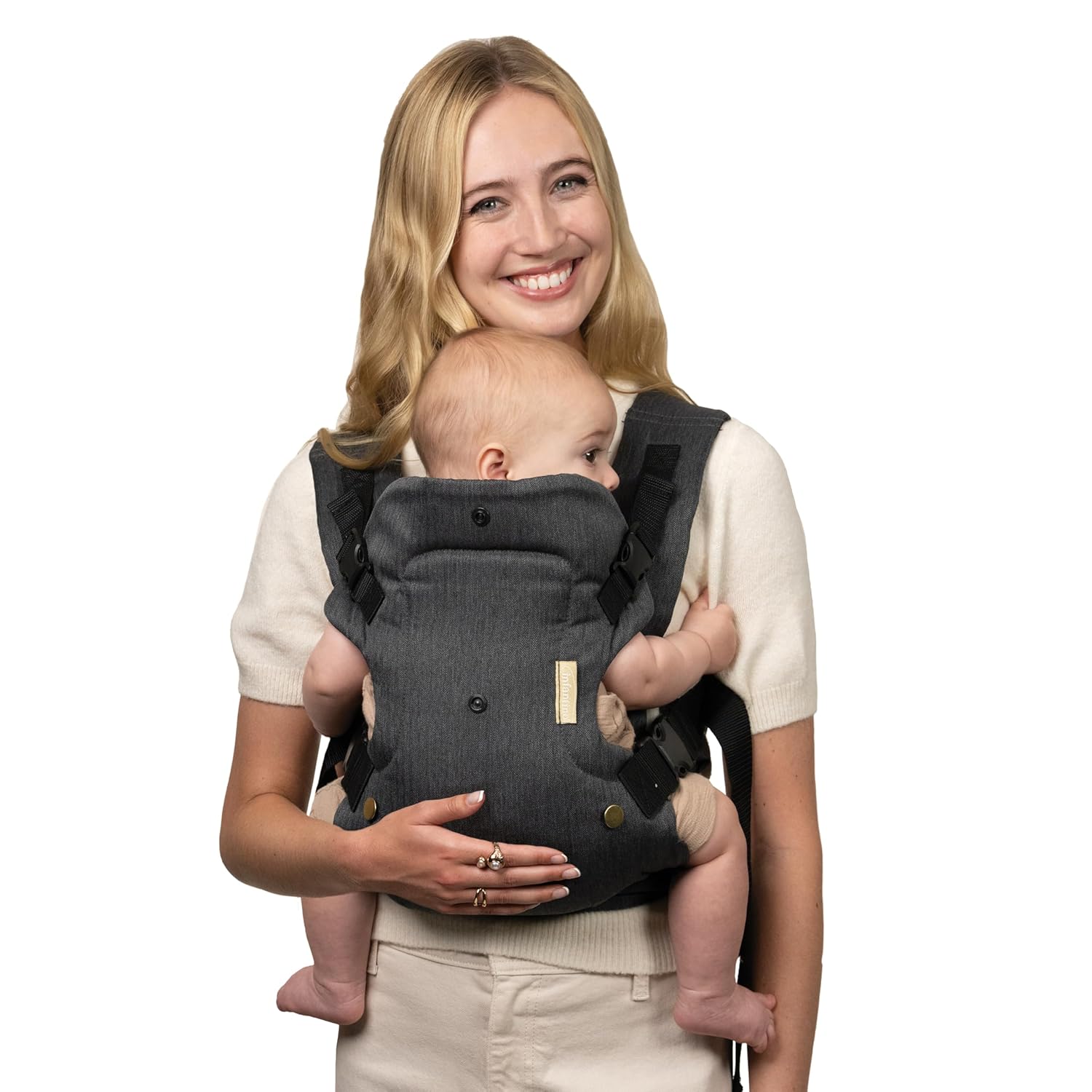 Infantino Flip Luxe 4-in-1 Baby Carrier Ergonomic 7-35 lbs, Onyx