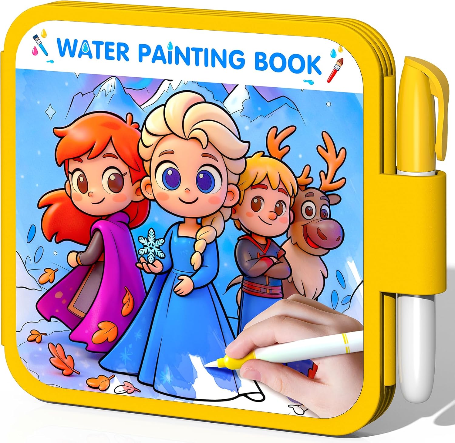 ZHOC Reusable Water Painting Books for Kids – Magic Water Reveal Coloring Books with Water Pens (Ice World) No-Mess Coloring Book Fun Travel Activity for Ages 3 4 5 6 7 8
