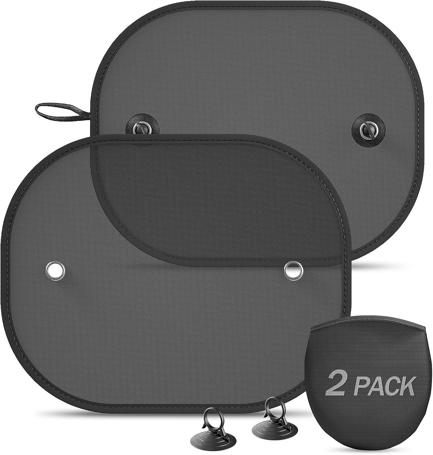 Car Window Shade, 2 Pack Car Sun Shade for Window Baby Suction Cups Sunshade for Side Window Sun and UV Block for Kids/Adults/Pets – 17.3”x14” Universal Fits