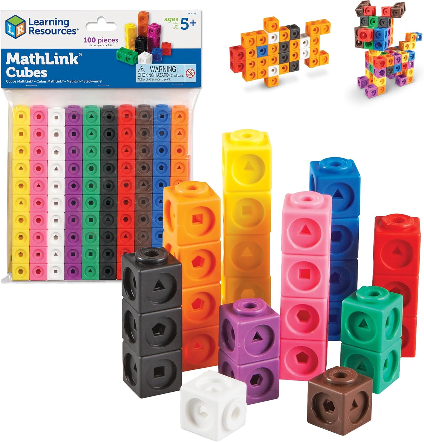 Learning Resources MathLink Cubes – Set of 100 Cubes, Ages 5+ Kindergarten, STEM Activities, Math Manipulatives, Homeschool Supplies, Teacher Supplies