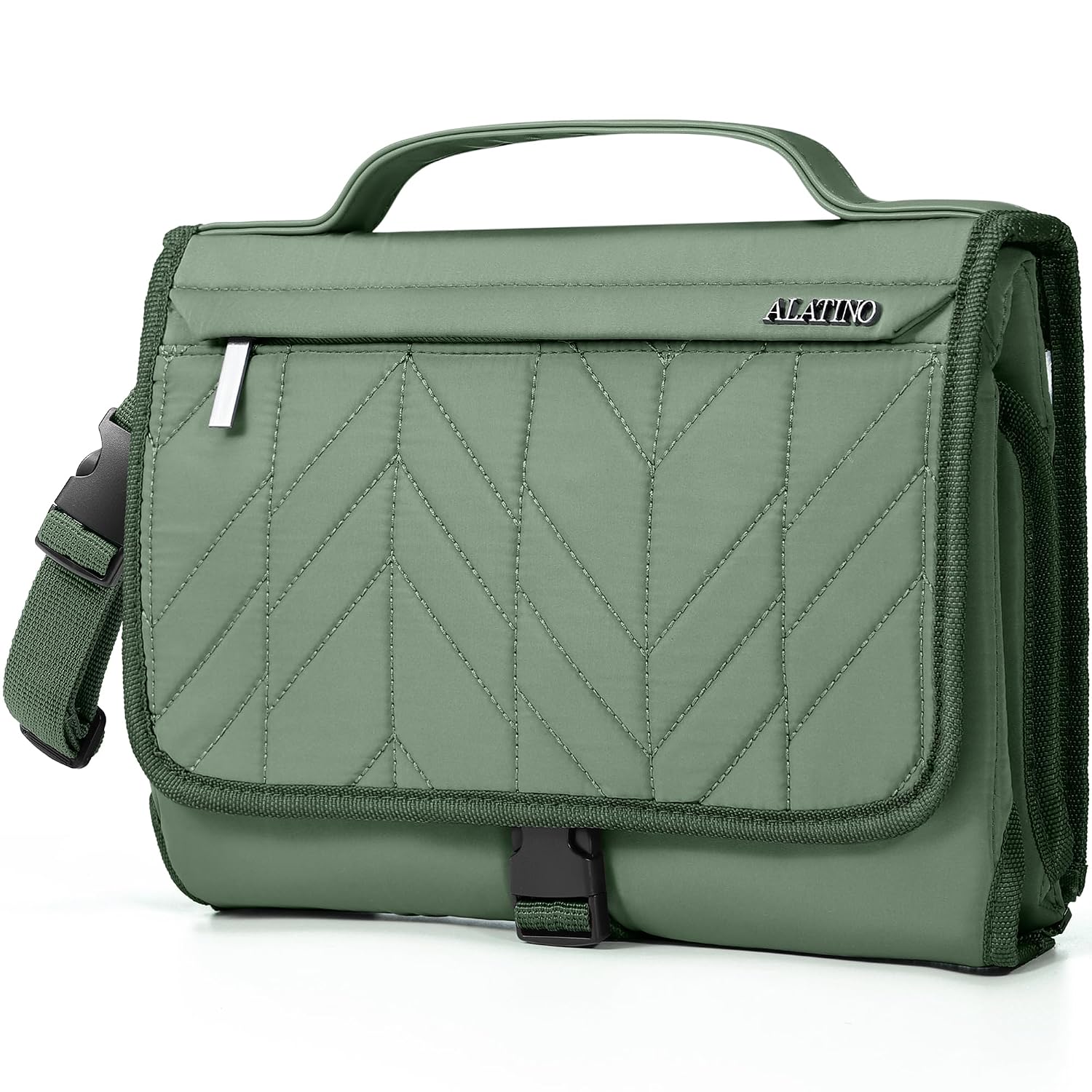 Alatino Portable Diaper Changing Pad, Waterproof Travel Baby Changing Pad with Modern Chic Design, Lightweight Easy-Clean Changing Mat, Baby Registry Essential & Baby Shower Gift（Sage Green）
