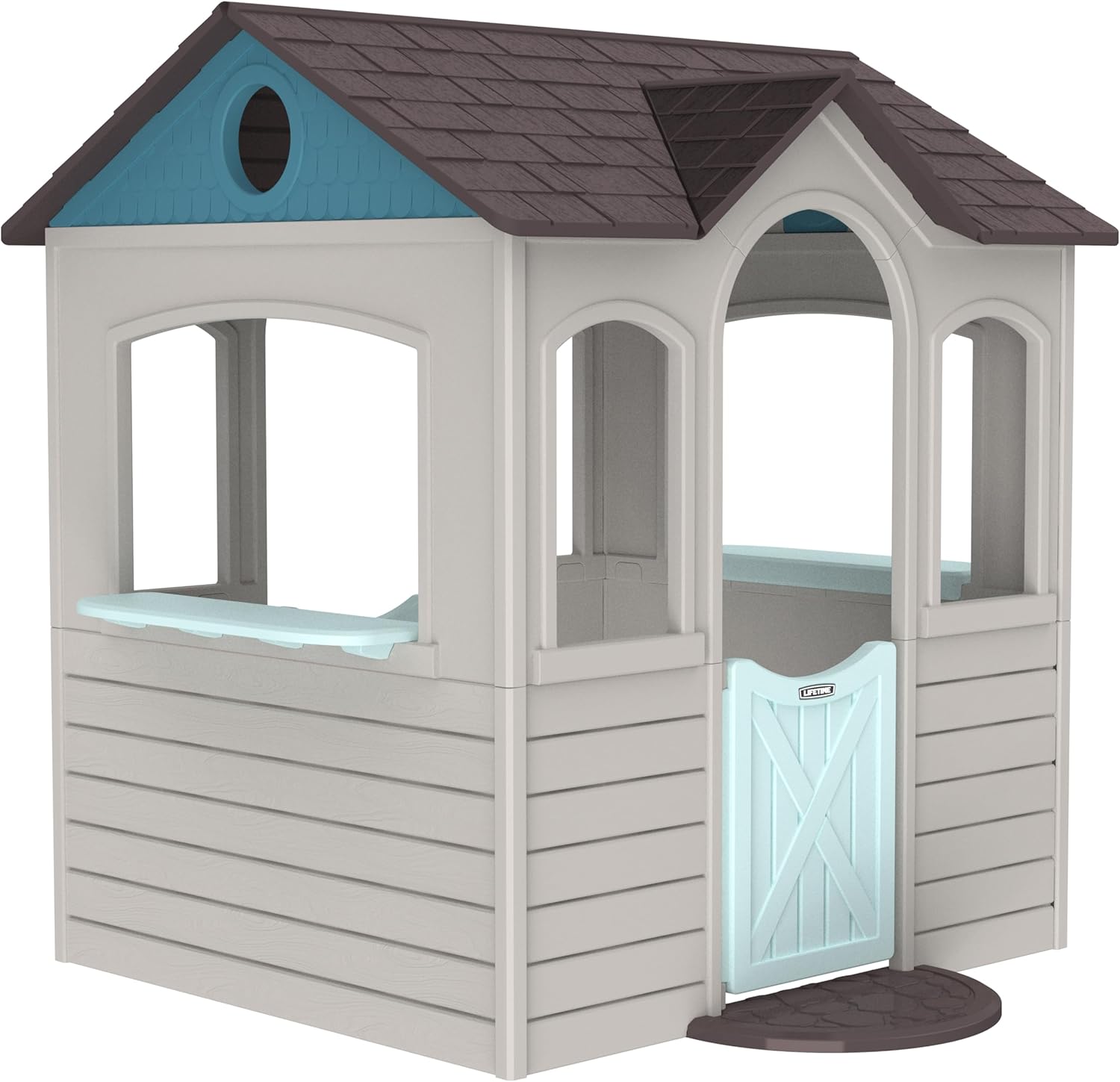 Lifetime Indoor Outdoor Kids Playhouse, Two Store Windows & Farm‑Style Half Doors, Spacious Interior, Easy Snap Together No Tools Assembly, Durable Low‑Maintenance Construction for Ages 3–8