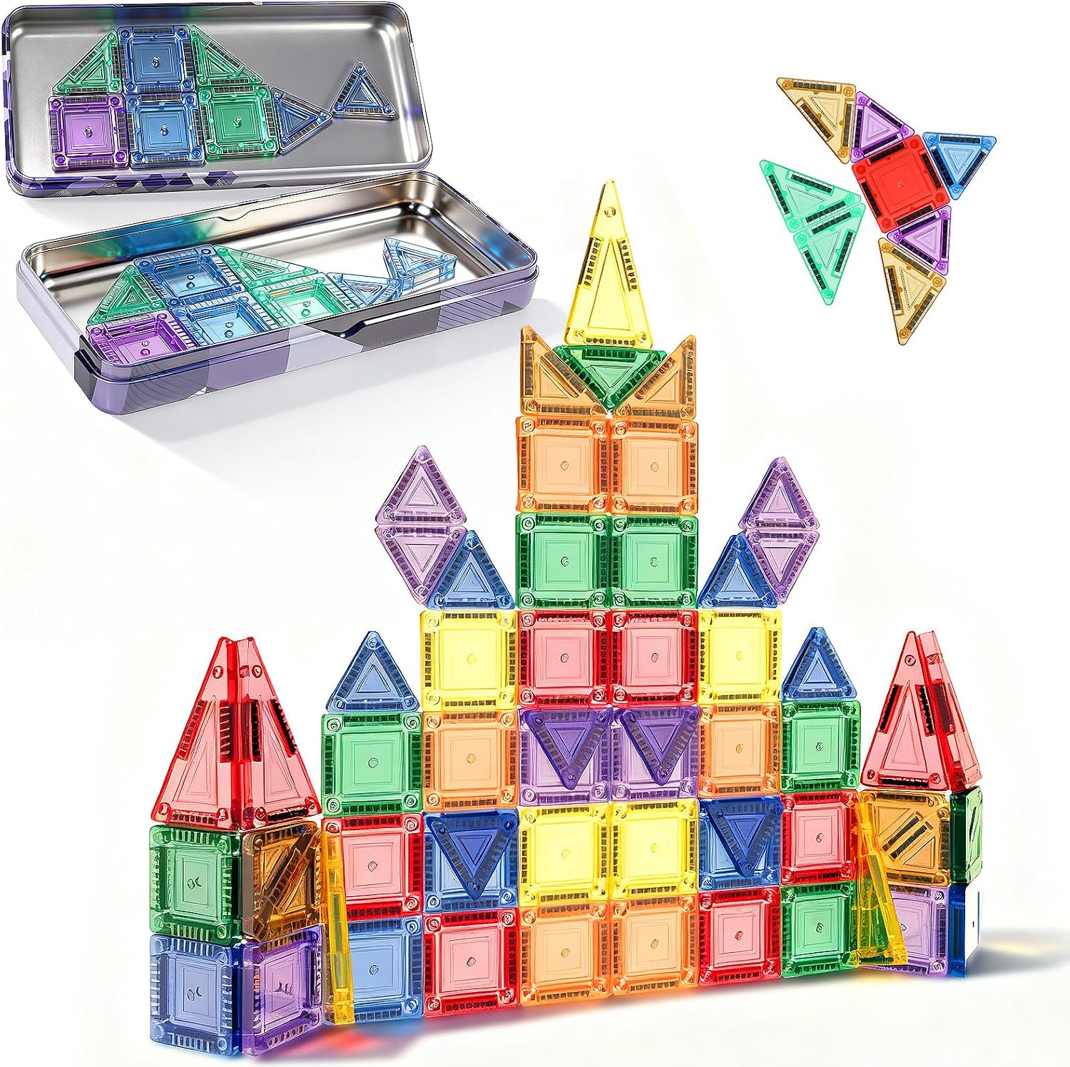 Magnetic Tiles, 70pcs Building Blocks with Storage Case, Toddler Toys Magnetic Blocks, Toys for Ages 3-5 4-8 Boys Girls,for Preschool Learning Birthday