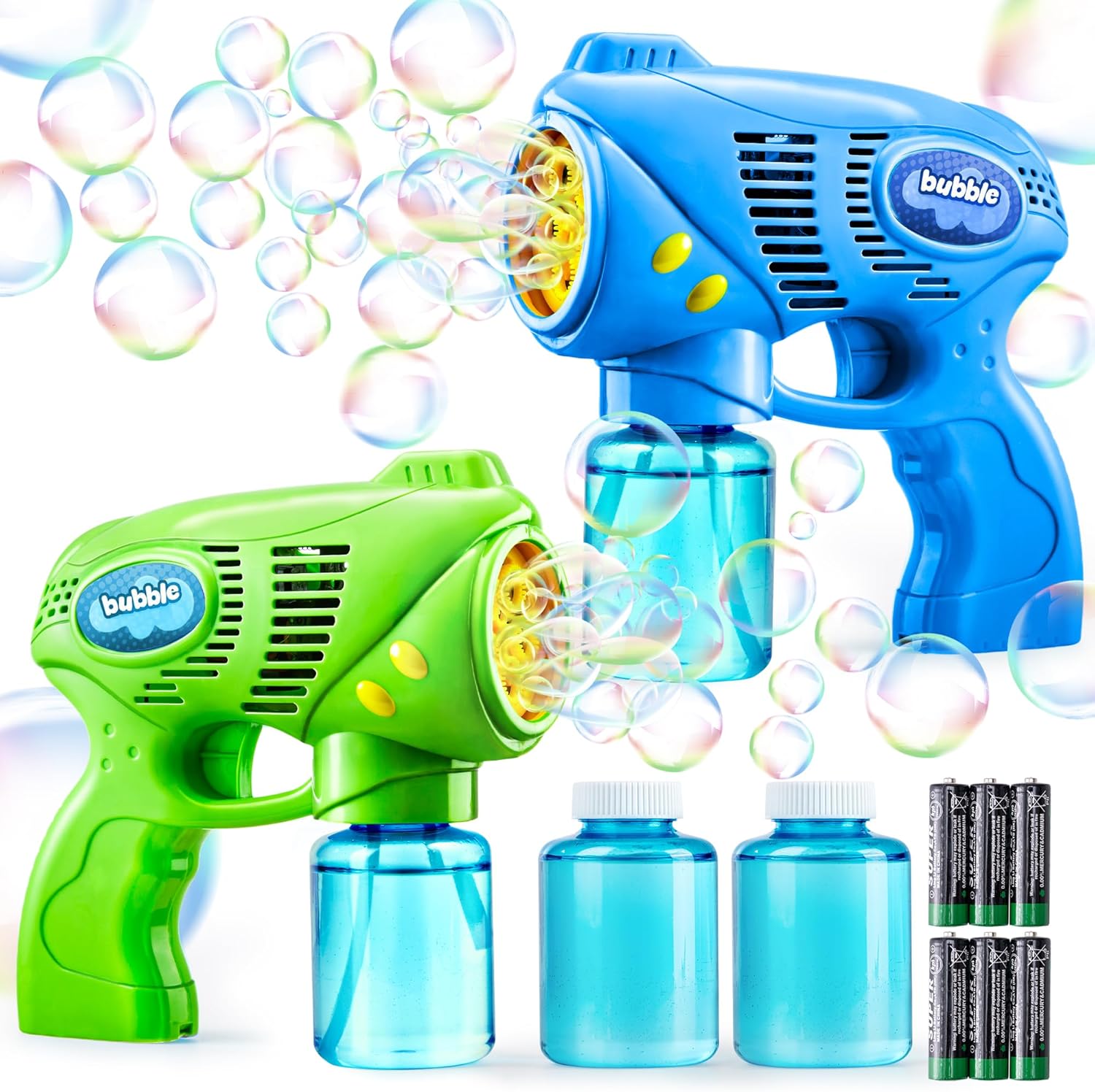 JOYIN 2 Kids Bubble Gun with 2 Bottles Refill Solution, Bubble Machine Gun for Toddlers Kids 4-8, Party Favors, Summer Toy, Outdoors, Easter, Birthday Gift