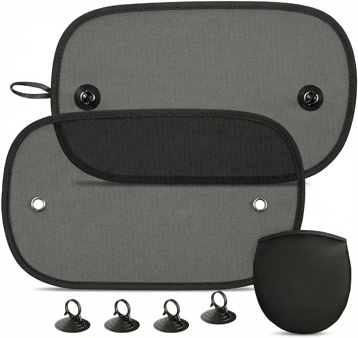 2 PCS Car Window Shades, 19.7″ × 11.8″ Car Windows Shade for Baby, Side Window Sun Shade with Suction Cups, Sun & Heat Protection Sunshade for Kids/Adults/Pets (Black)